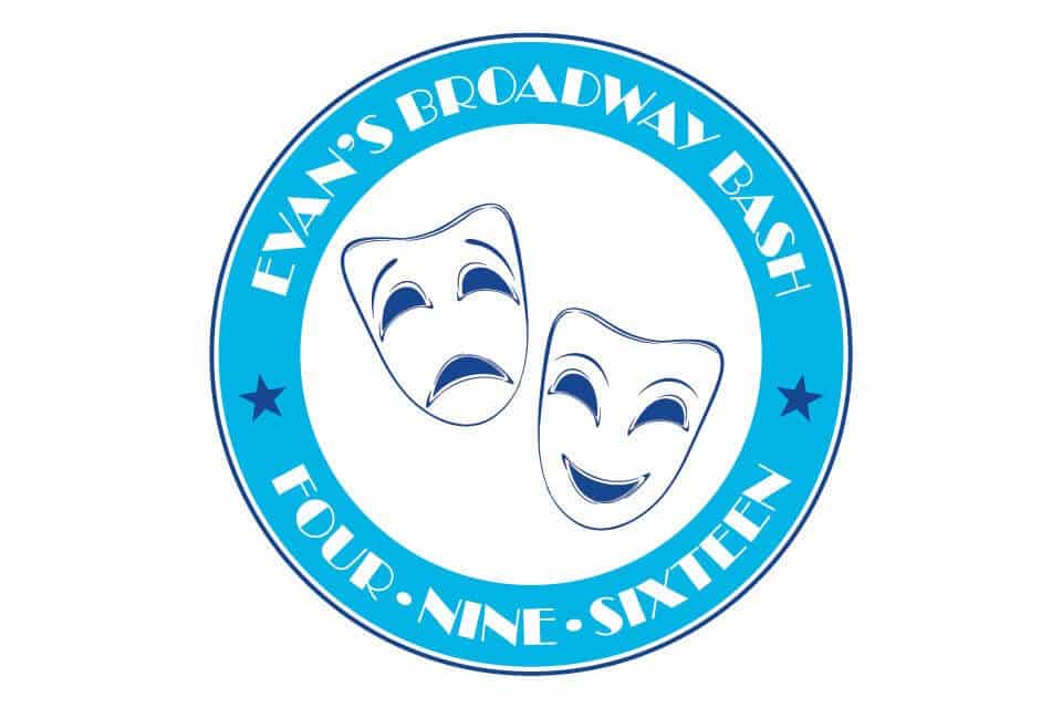 Broadway Themed Bar Mitzvah Logo with Comedy and Tragedy Masks