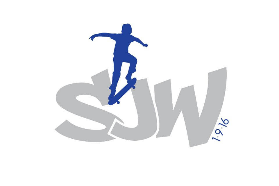 Skateboarding Logo with Graffiti Letters and Custom Silhouette