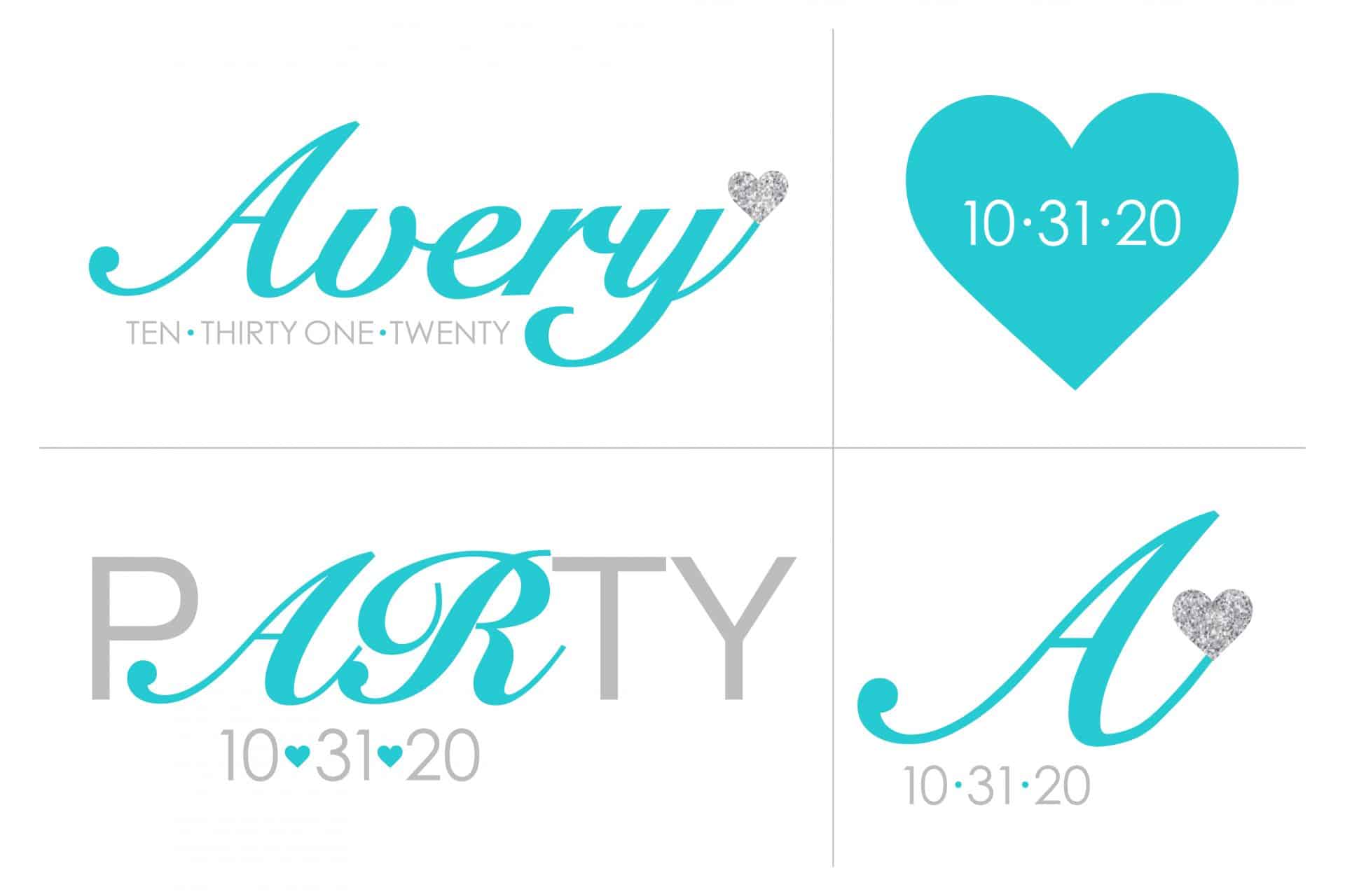 Heart Bat Mitzvah Logo Design with Initials and Date
