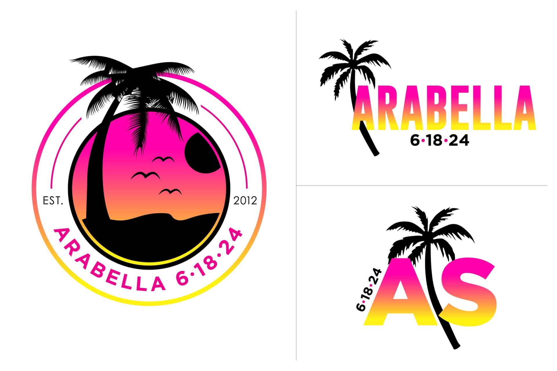 Ombre Beach Themed Logo Suite for Tropical Bat Mitzvah