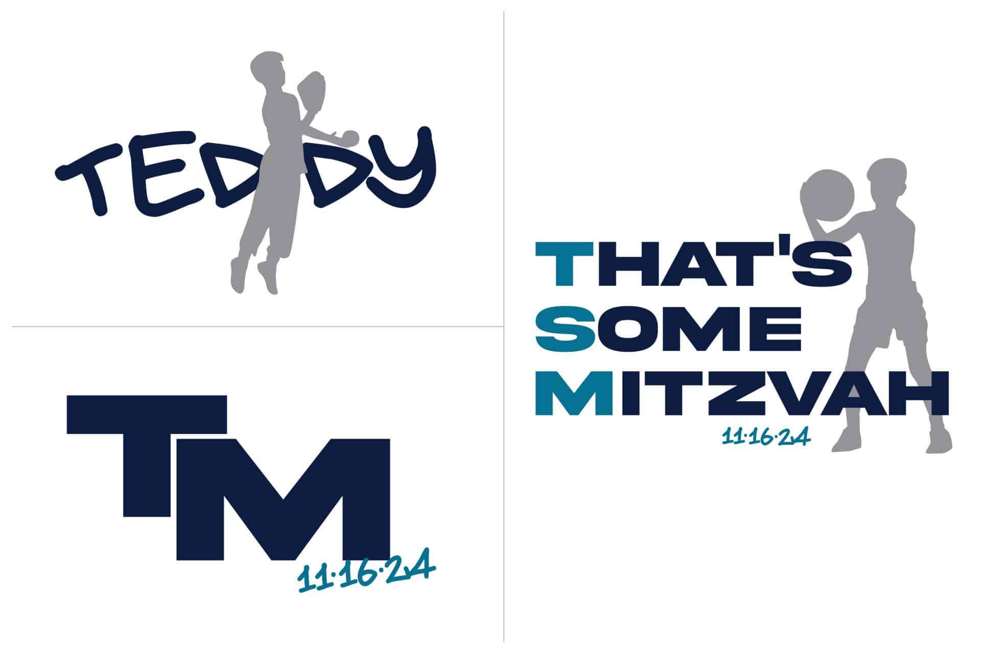 Sports Themed Bar Mitzvah Logo with Custom Silhouettes and Slogan Logo