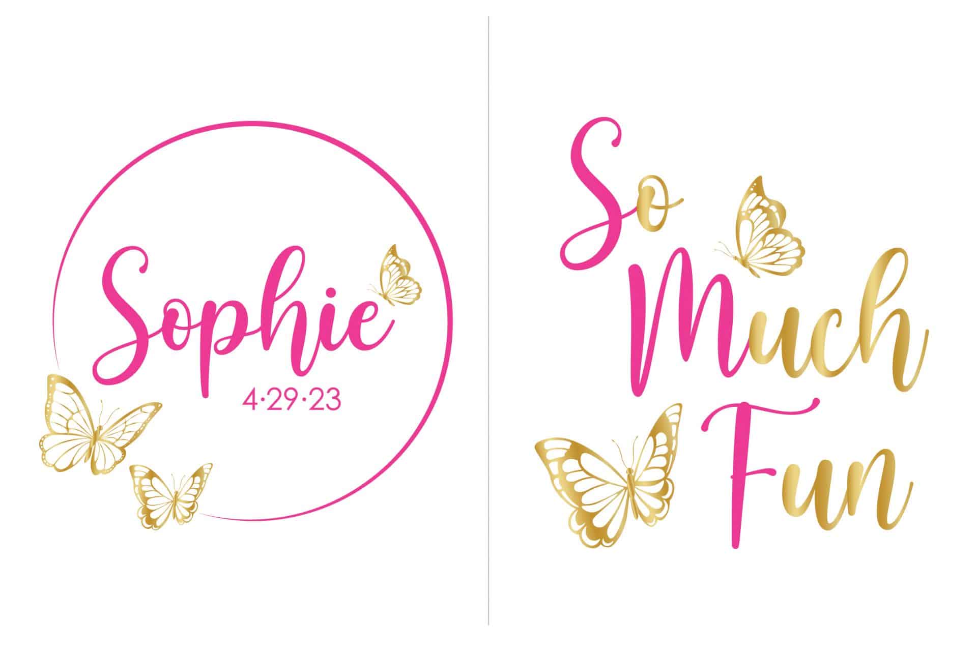 Butterflies Logo Design with Name, Date and Initials