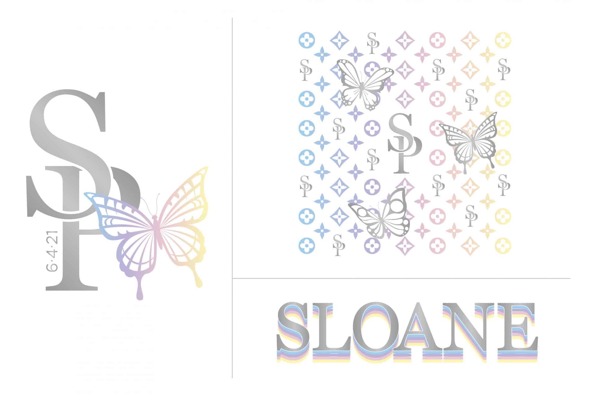 Butterfly Bat Mitzvah Logo with Name