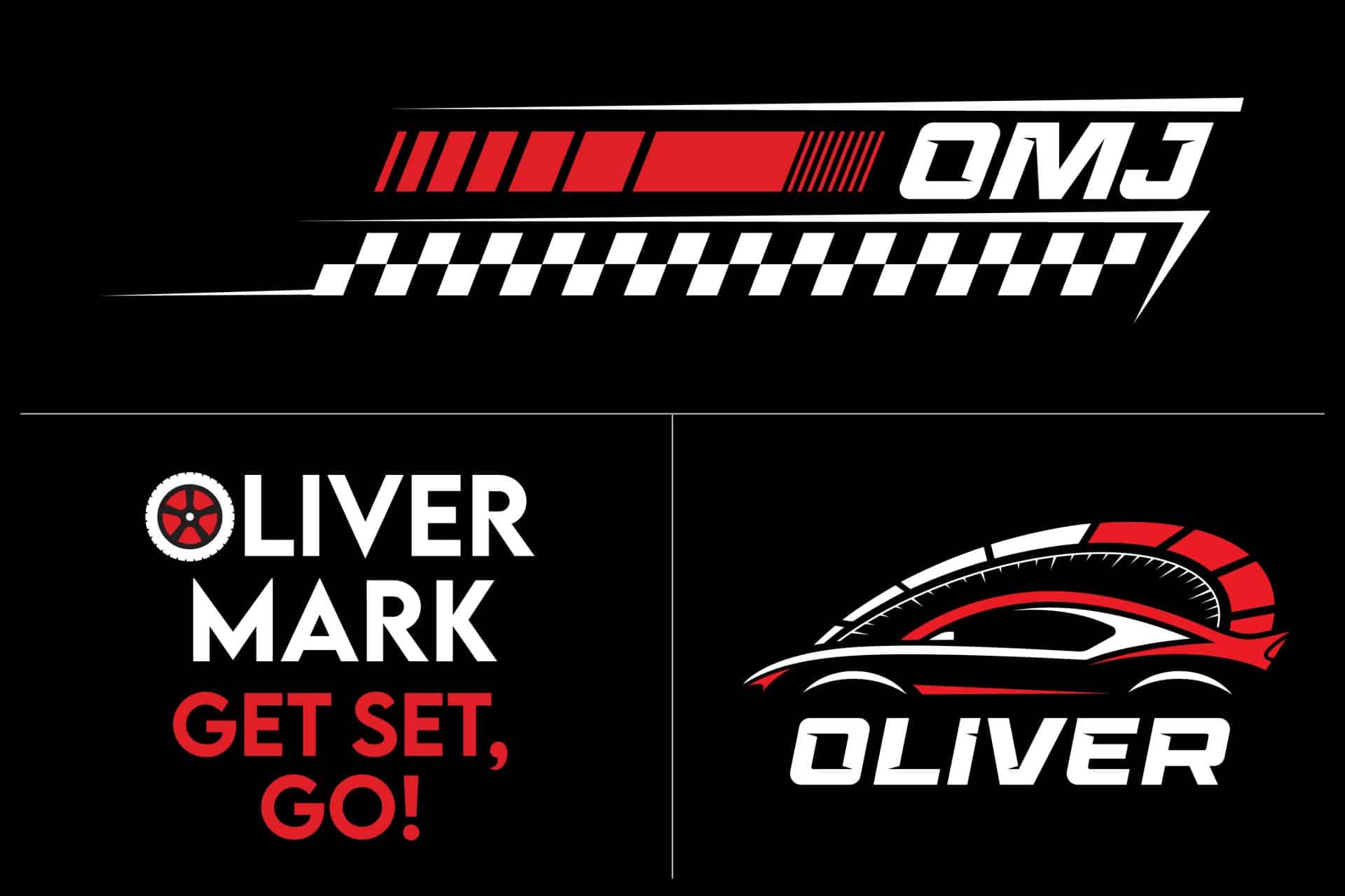 Car Themed Logo Set with Slogan Logo for Racing Themed Bar Mitzvah