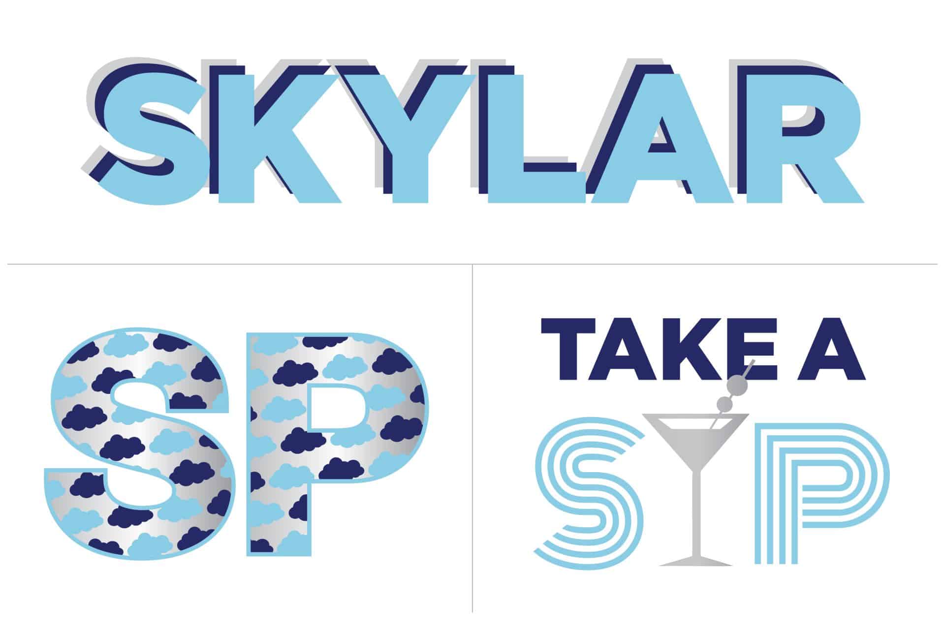 Cloud Themed Bat Mitzvah Logo Set with Slogans