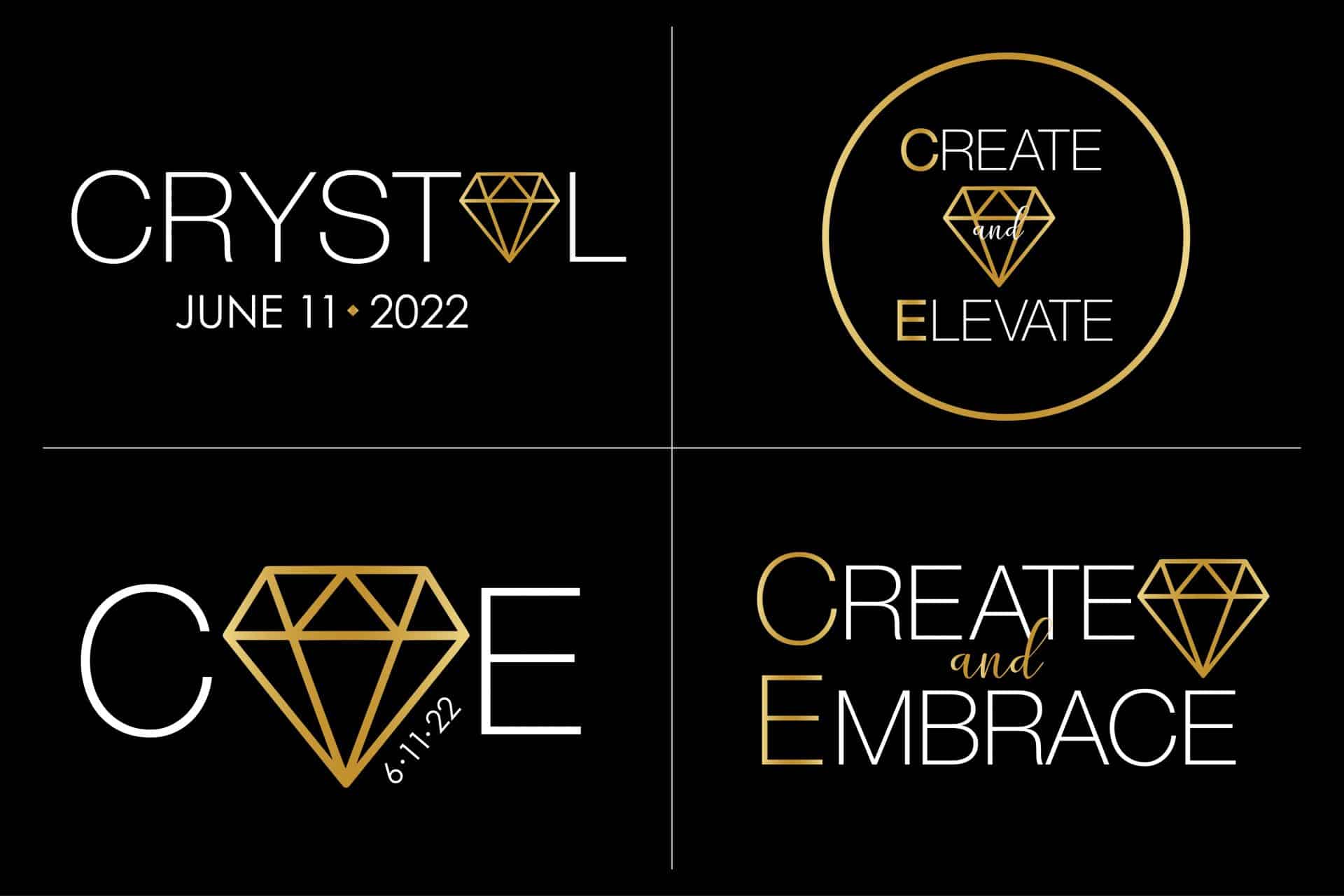 Crystal Logo Design with Initials and Name