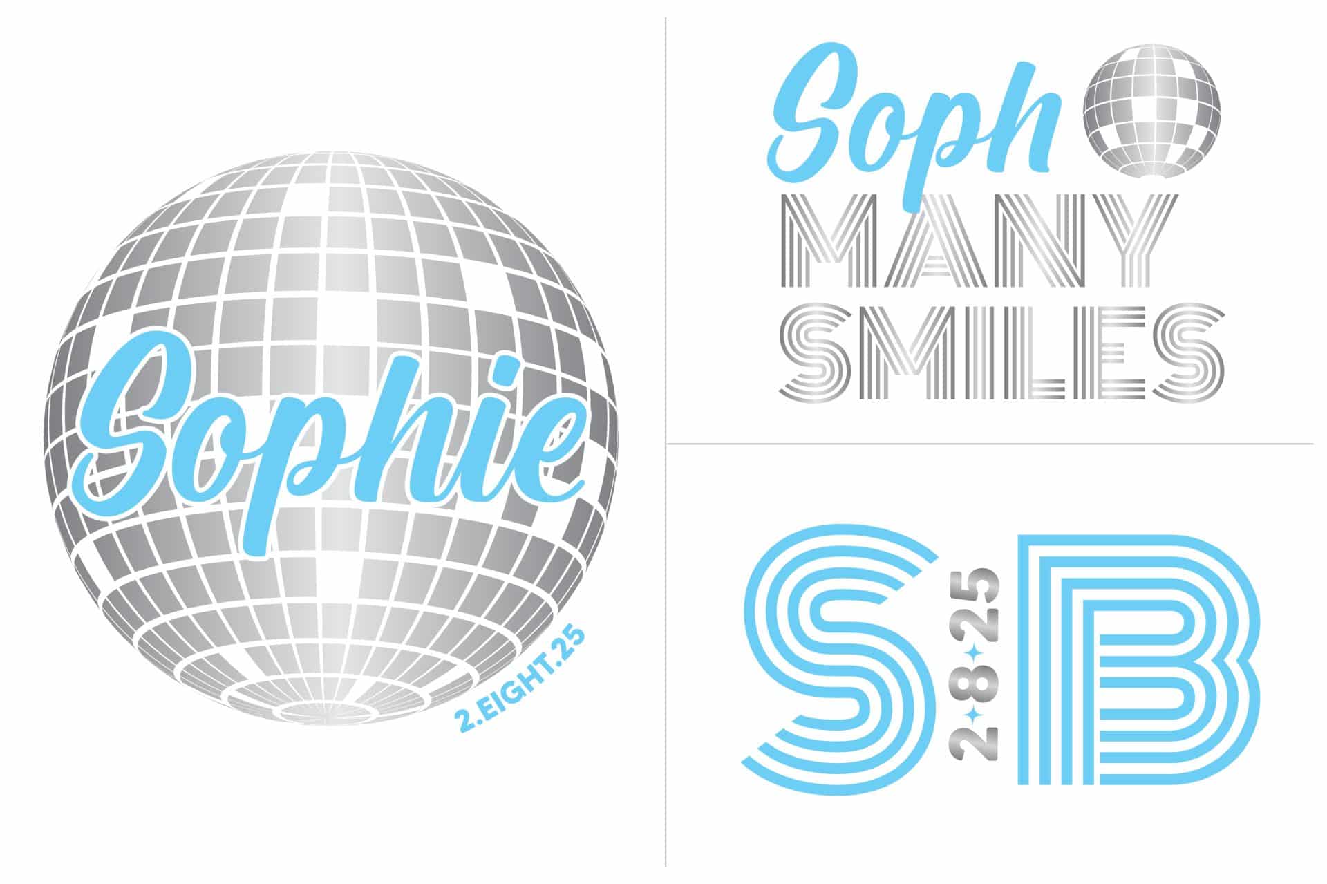 Retro Disco Ball Logo Set for Bat Mitzvah
