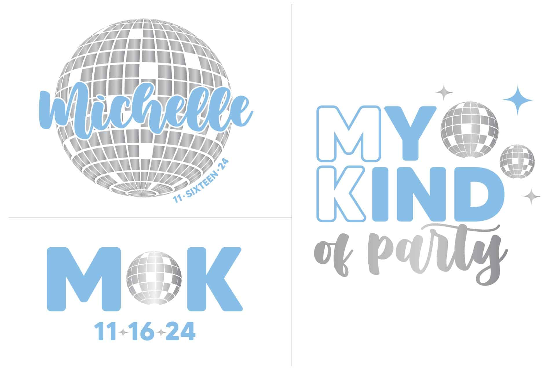 Disco Ball Themed Logo Set