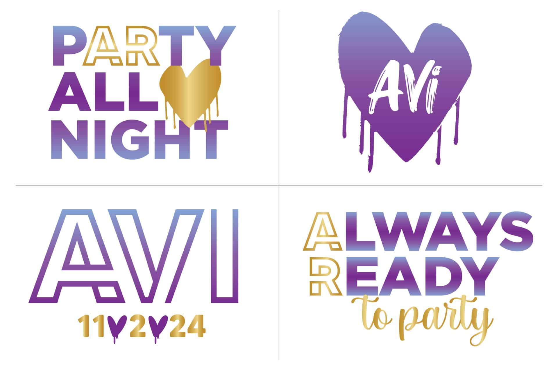 Graffiti Heart Logo Set for Bat Mitzvah