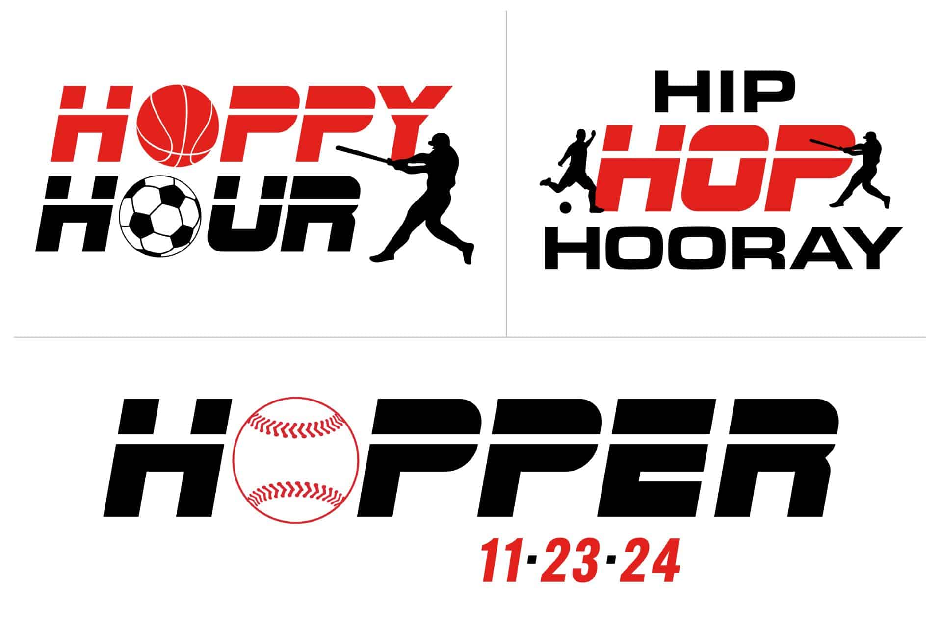 ESPN Themed Bar Mitzvah Logo with Sports Silhouttes and Balls
