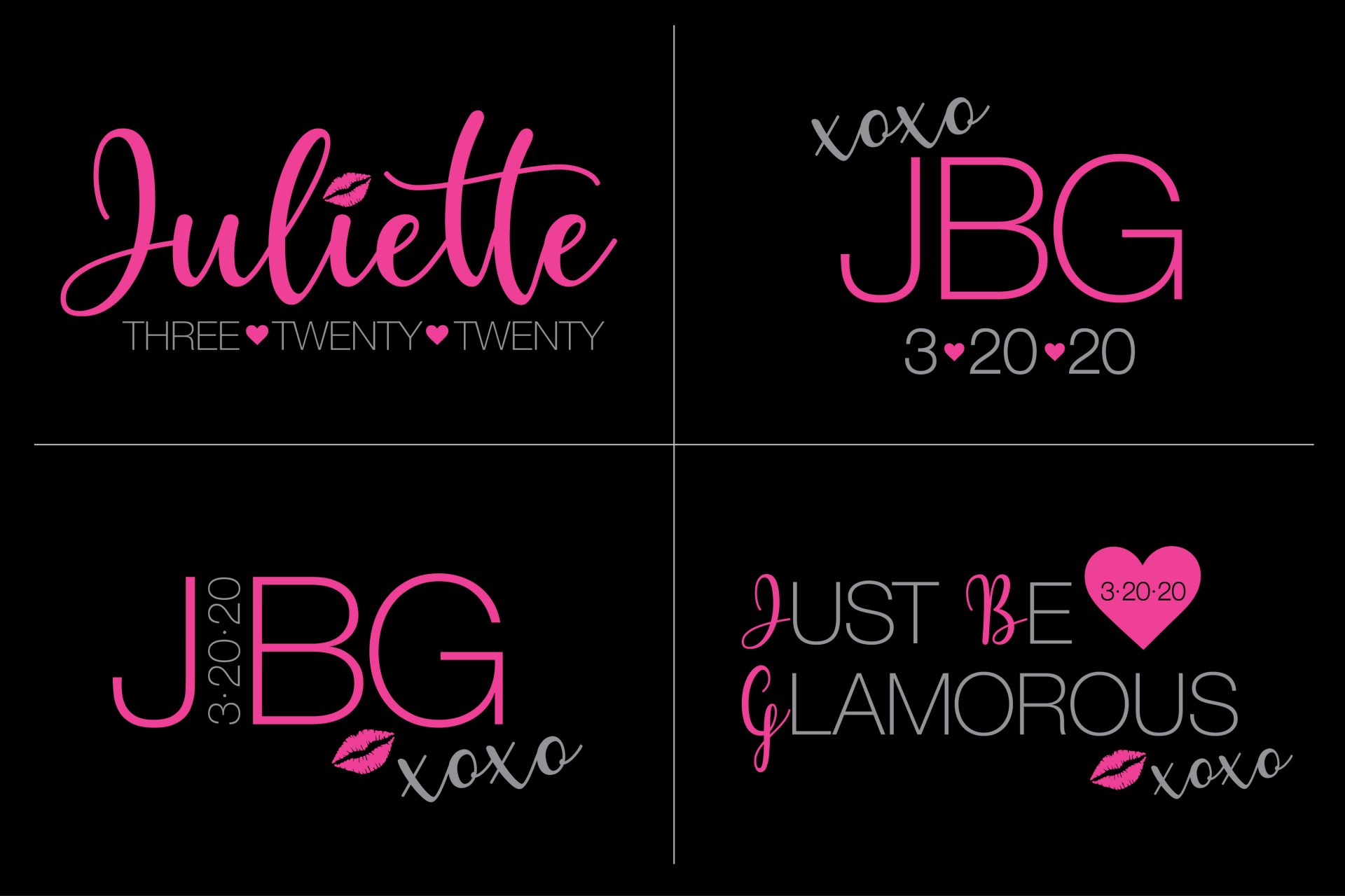 Custom Hearts and Kisses Bat Mitzvah Logo