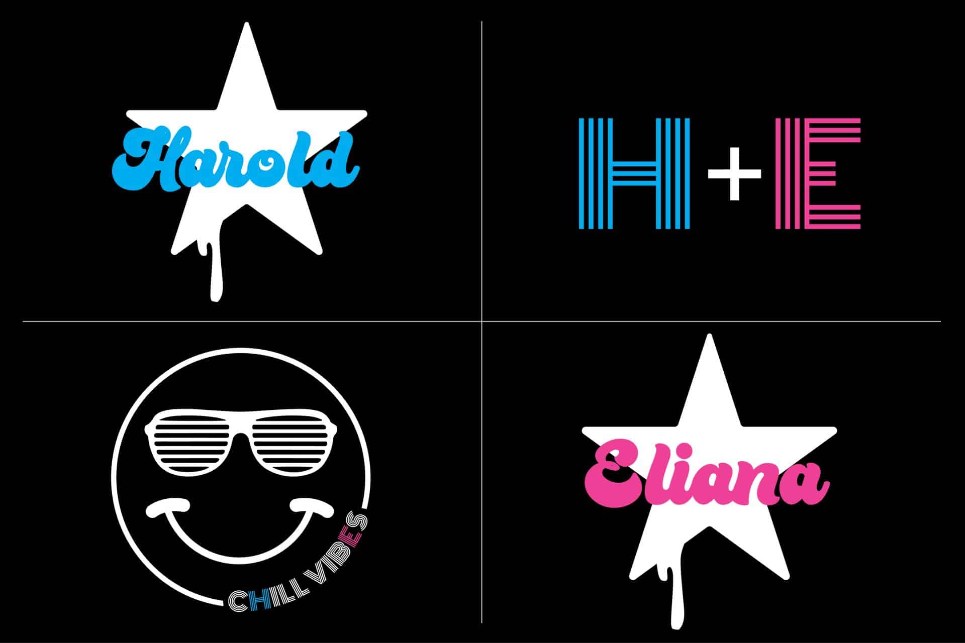 Custom Neon Logo with drippy Stars and Smiley Face