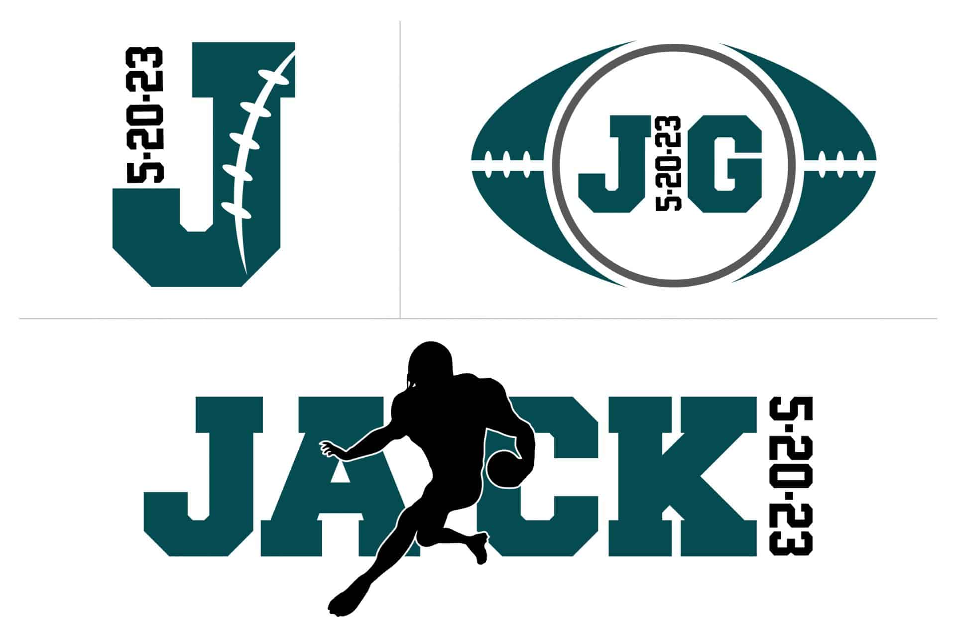 Custom Football Logo Design with Name, Date & Initials