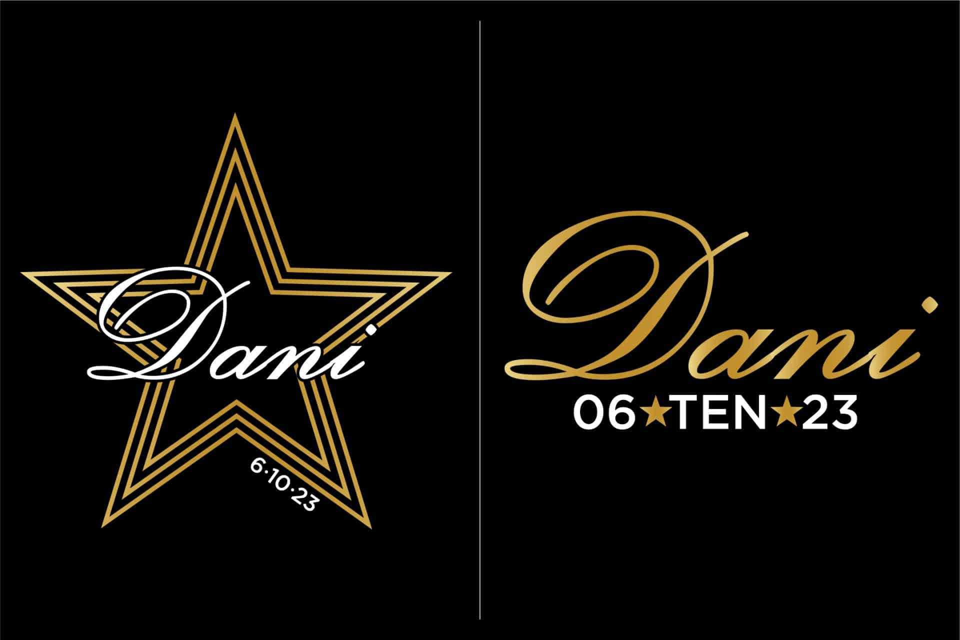 Gold Star Logo Design with Name and Date