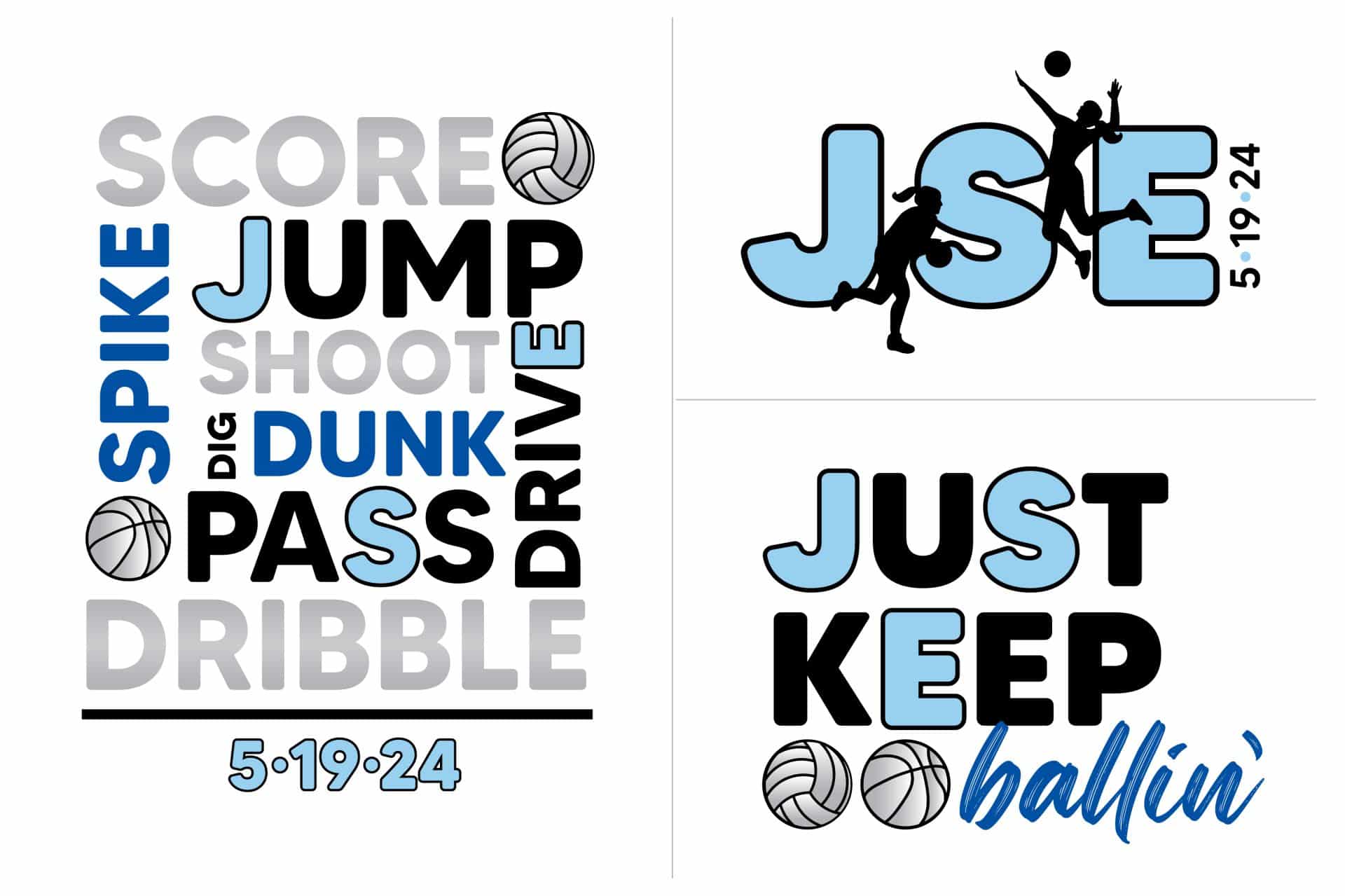 Volleyball Themed Logo Set with Slogans