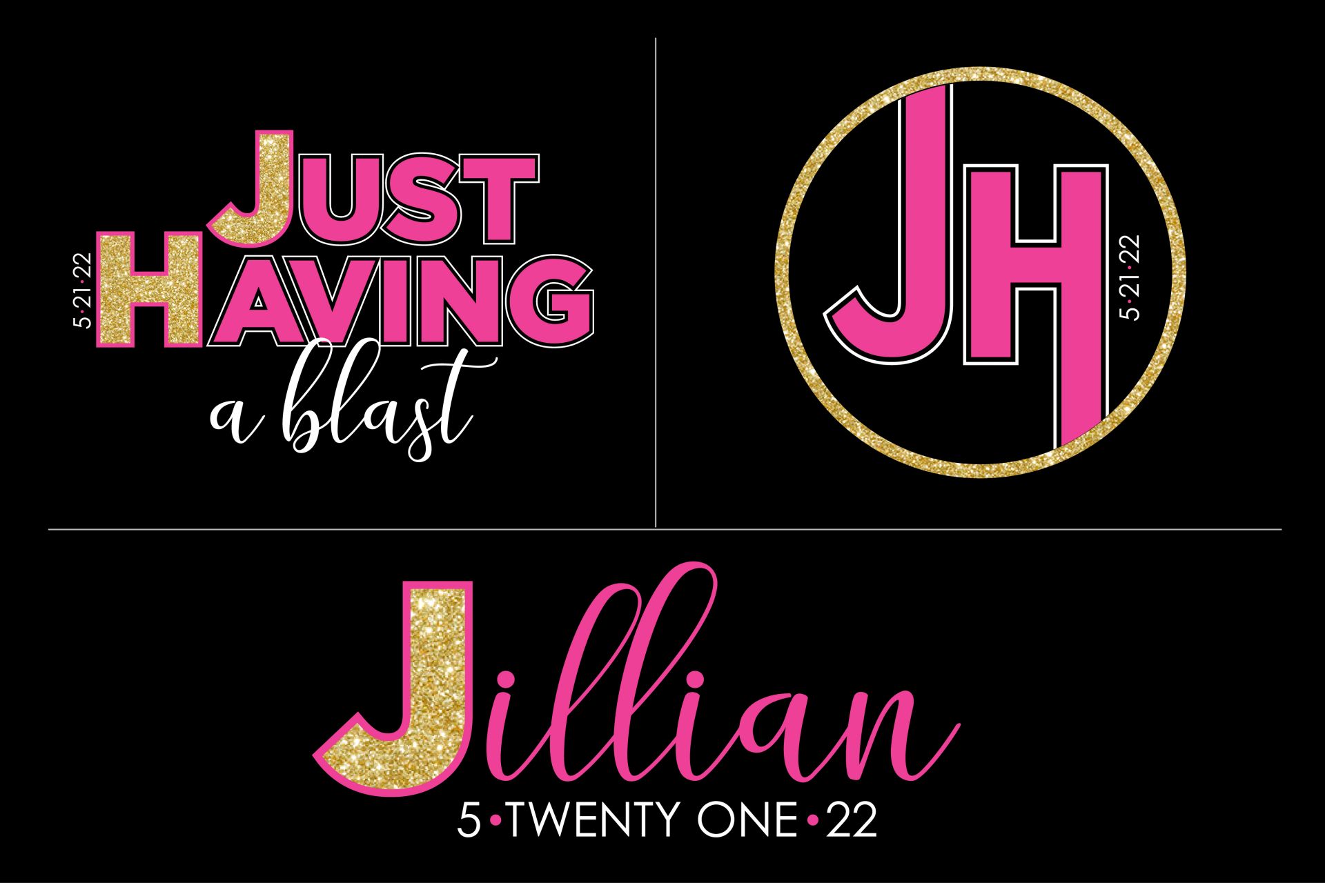 Custom Bat Mitzvah Logos with Initials and Slogan