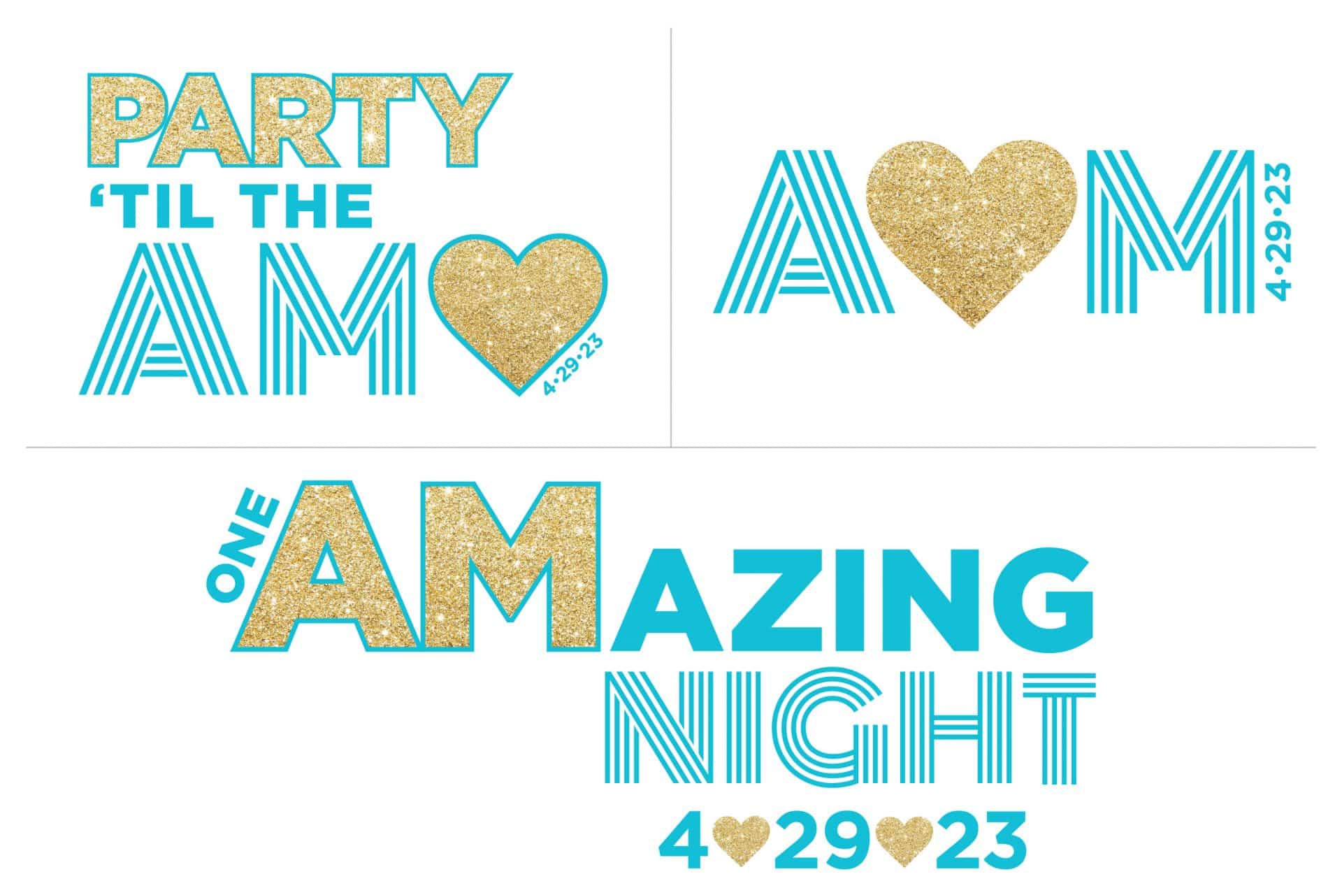 Gold Glitter Heart Logo with Initials and Date