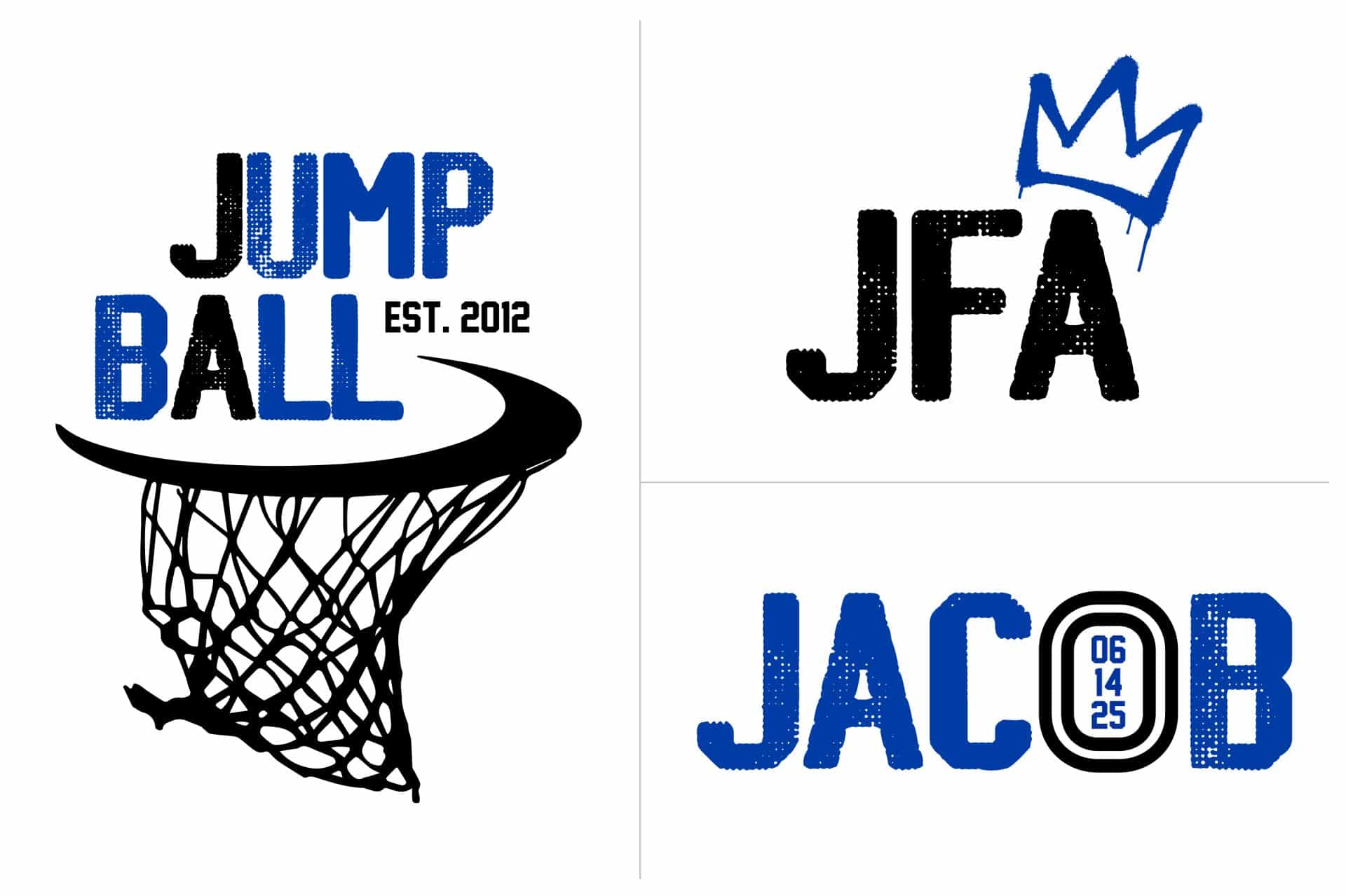 Graffiti Basketball Logo Set with Crown