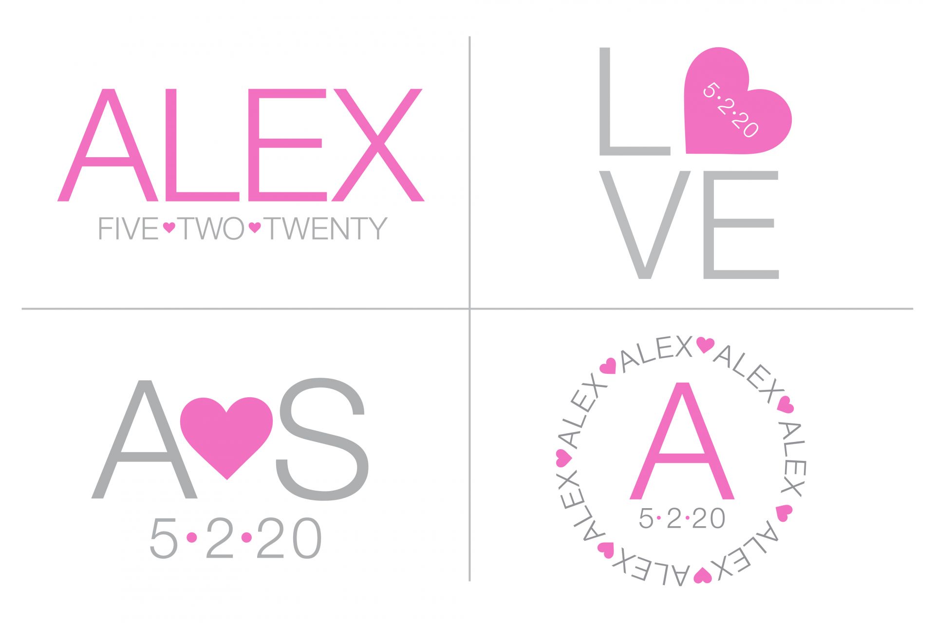 Custom Bat Mitzvah Logos with Hearts