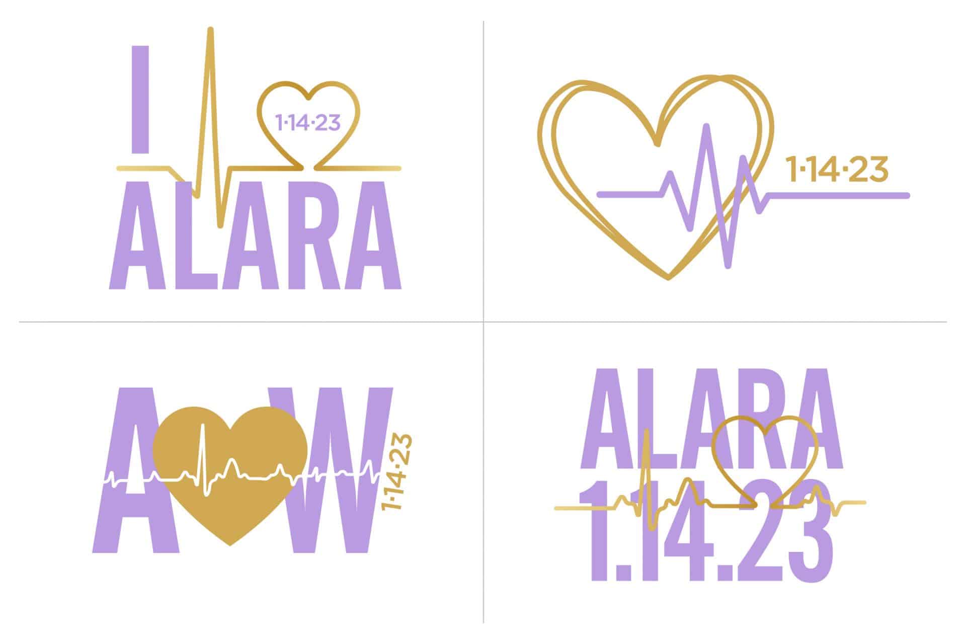 Heartbeat Logo Design with Name, Initials and Date