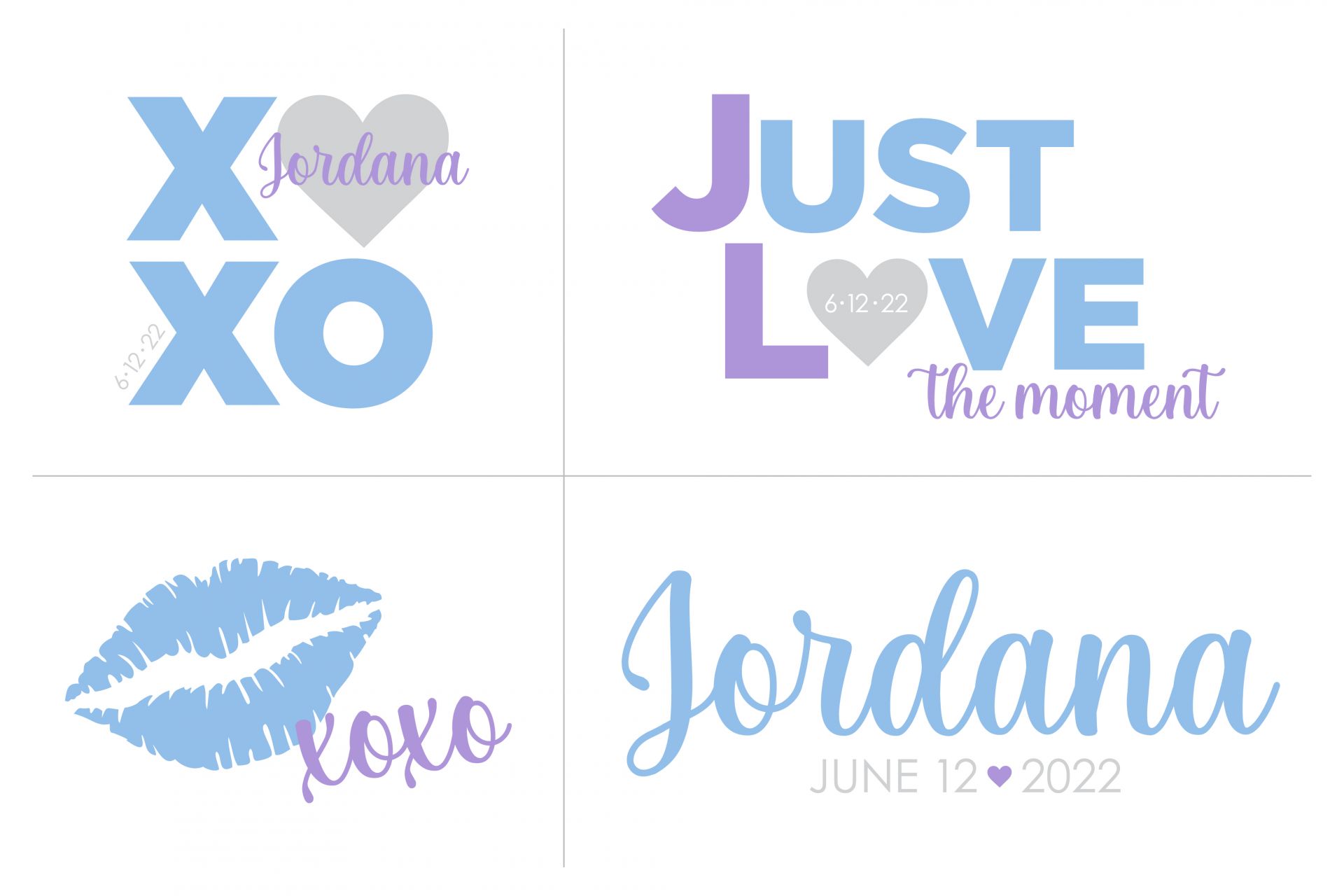 Custom Bat Mitzvah Logo with Slogan and Hearts and Kisses Design