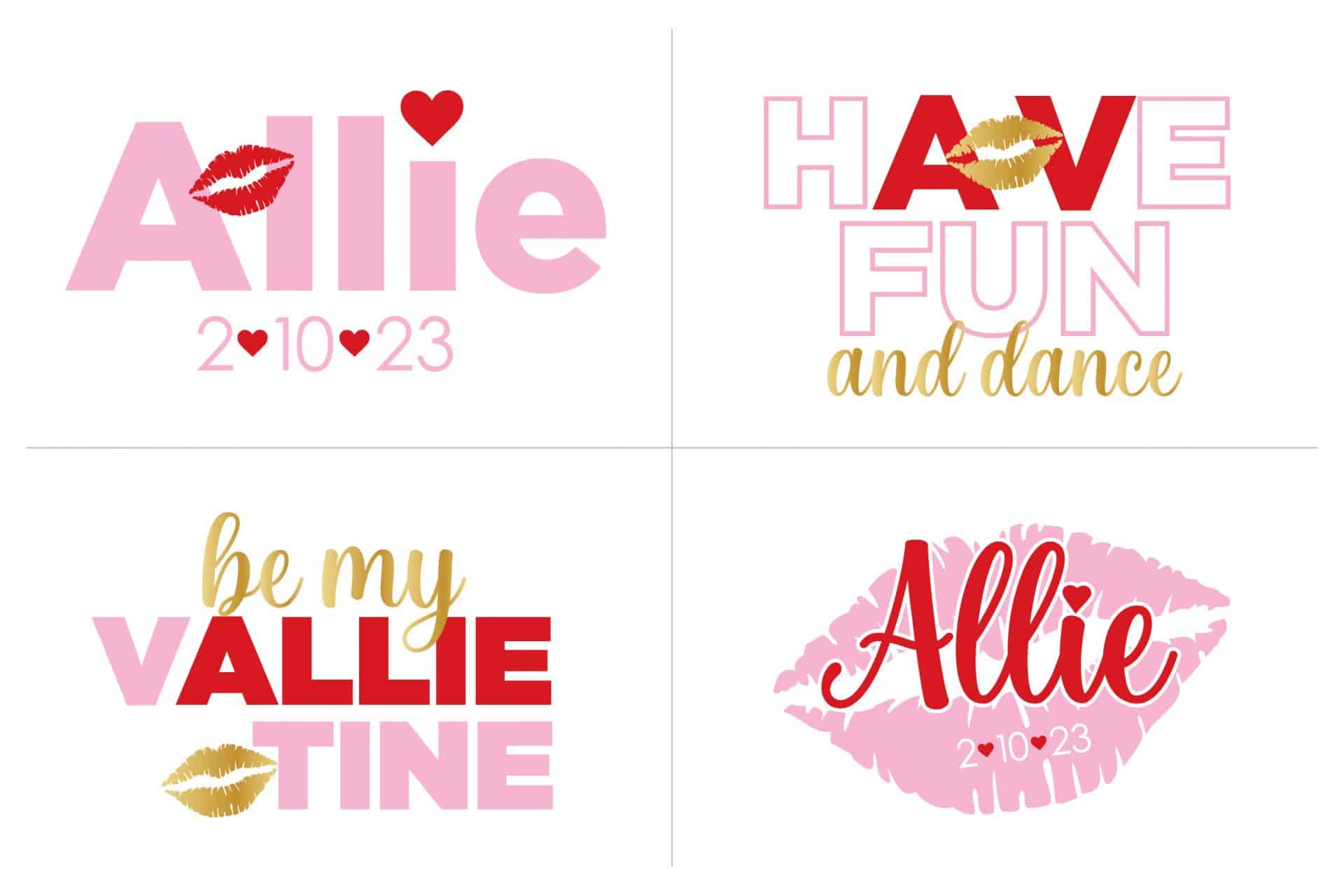 Custom Valentine's Theme Heart and Kisses Logo Design with Name, Date and Slogan