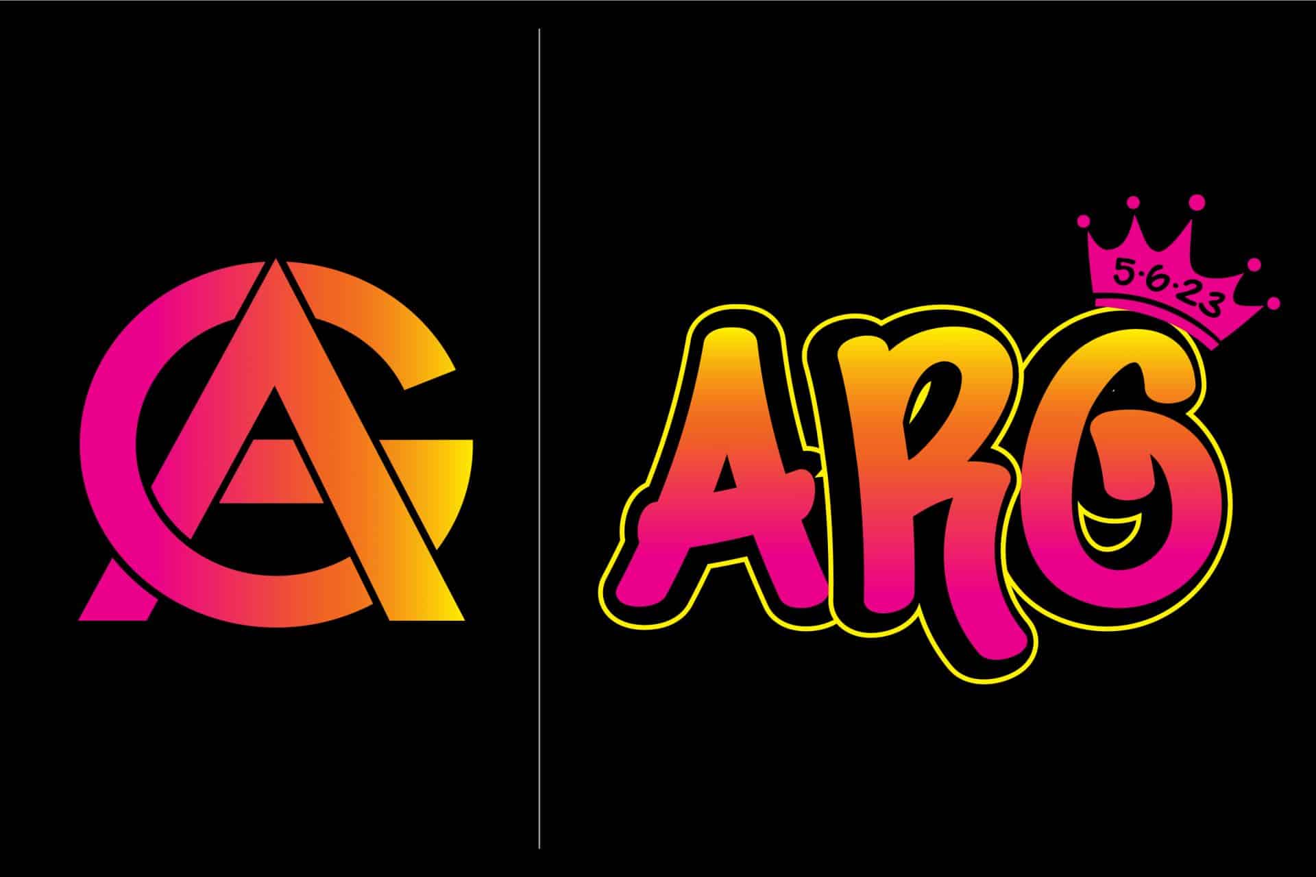 Ombre Initials Crown Logo Design