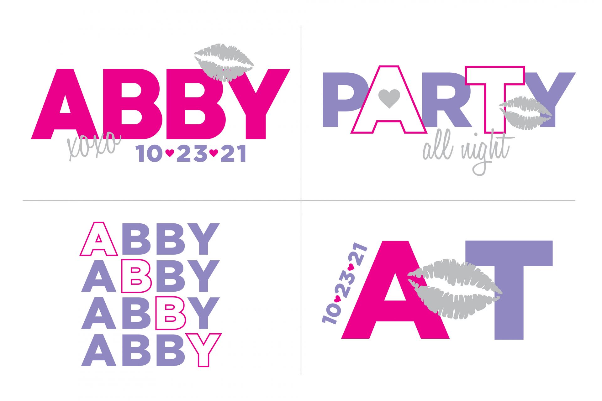 Hearts and Kisses Logos for Bat Mitzvah