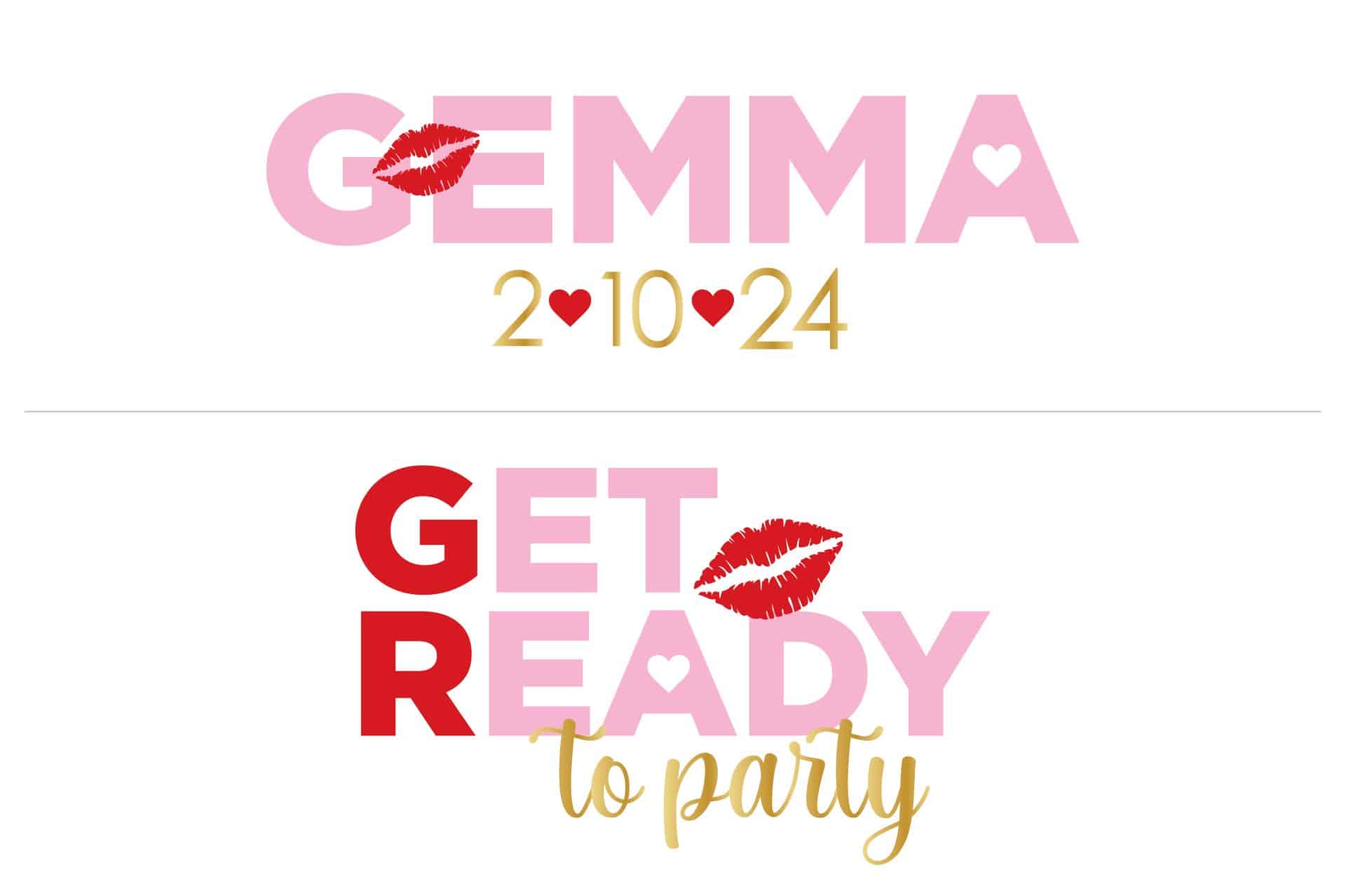 Valentines Themed Logo with Hearts and Kisses