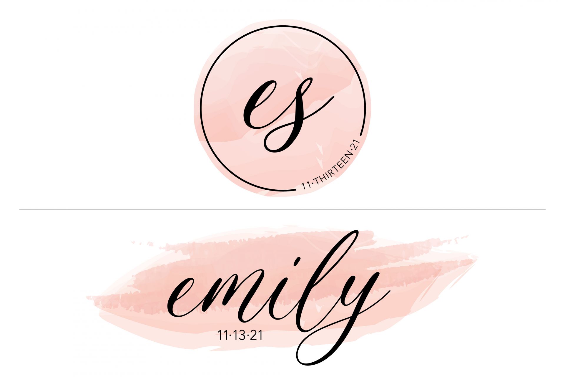 Watercolor Themed Logo with Name and Initials