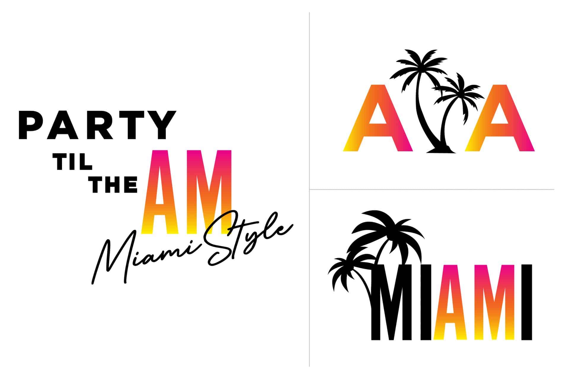 Custom Miami Theme Logo Design with Initials and Slogan