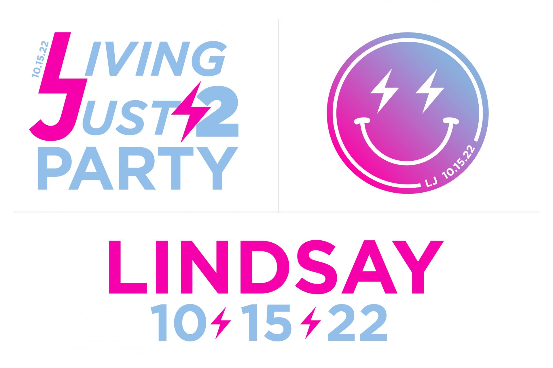 Custom Bat Mitzvah Logos with Ombre Smiley Face and Lightning Bolt