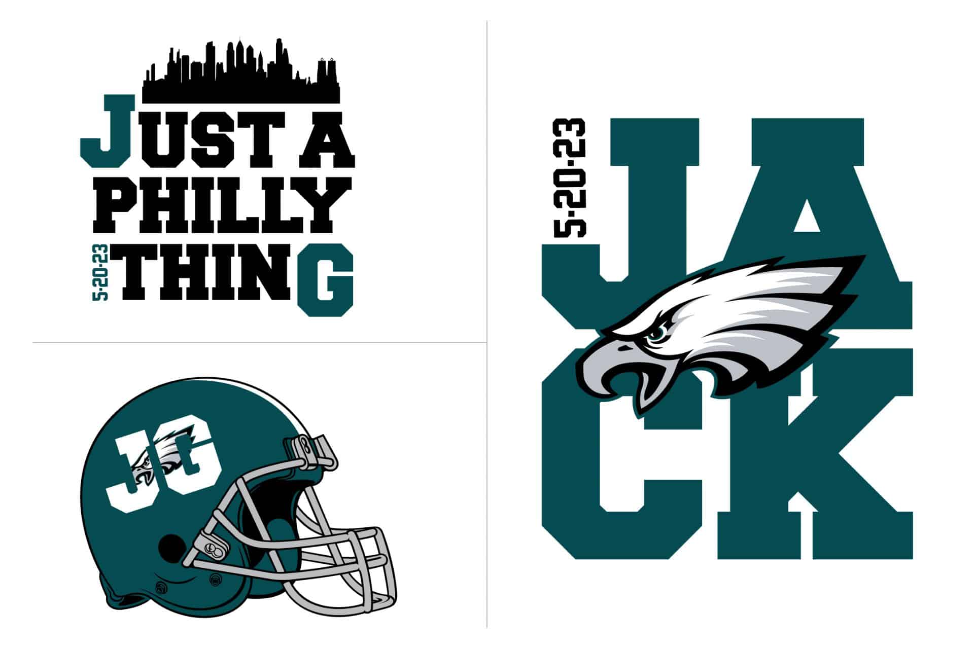 Custom Football Logo Design with Name, Date and Initials