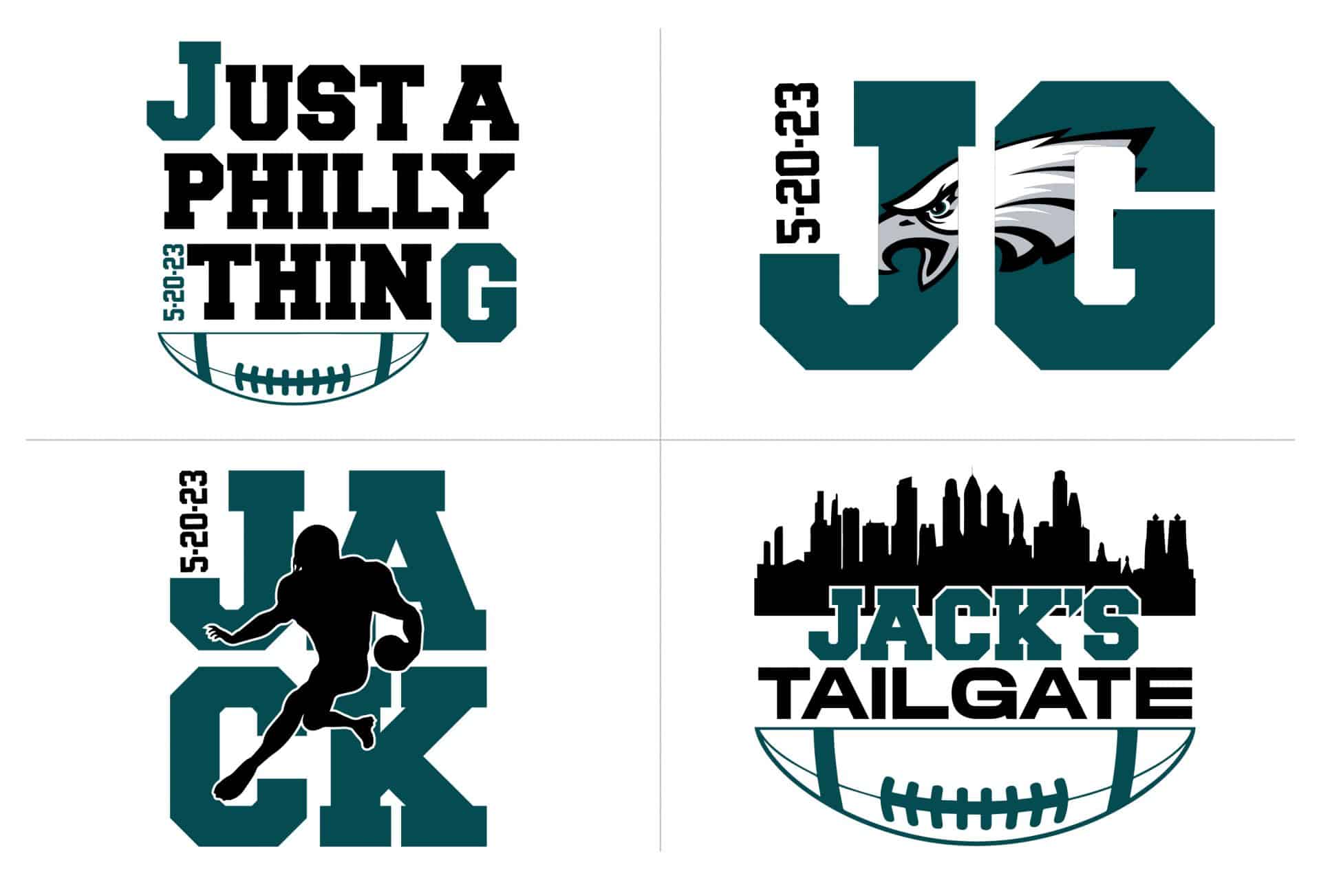 Custom Football Logo Design with Name, Date, Initials and Slogan