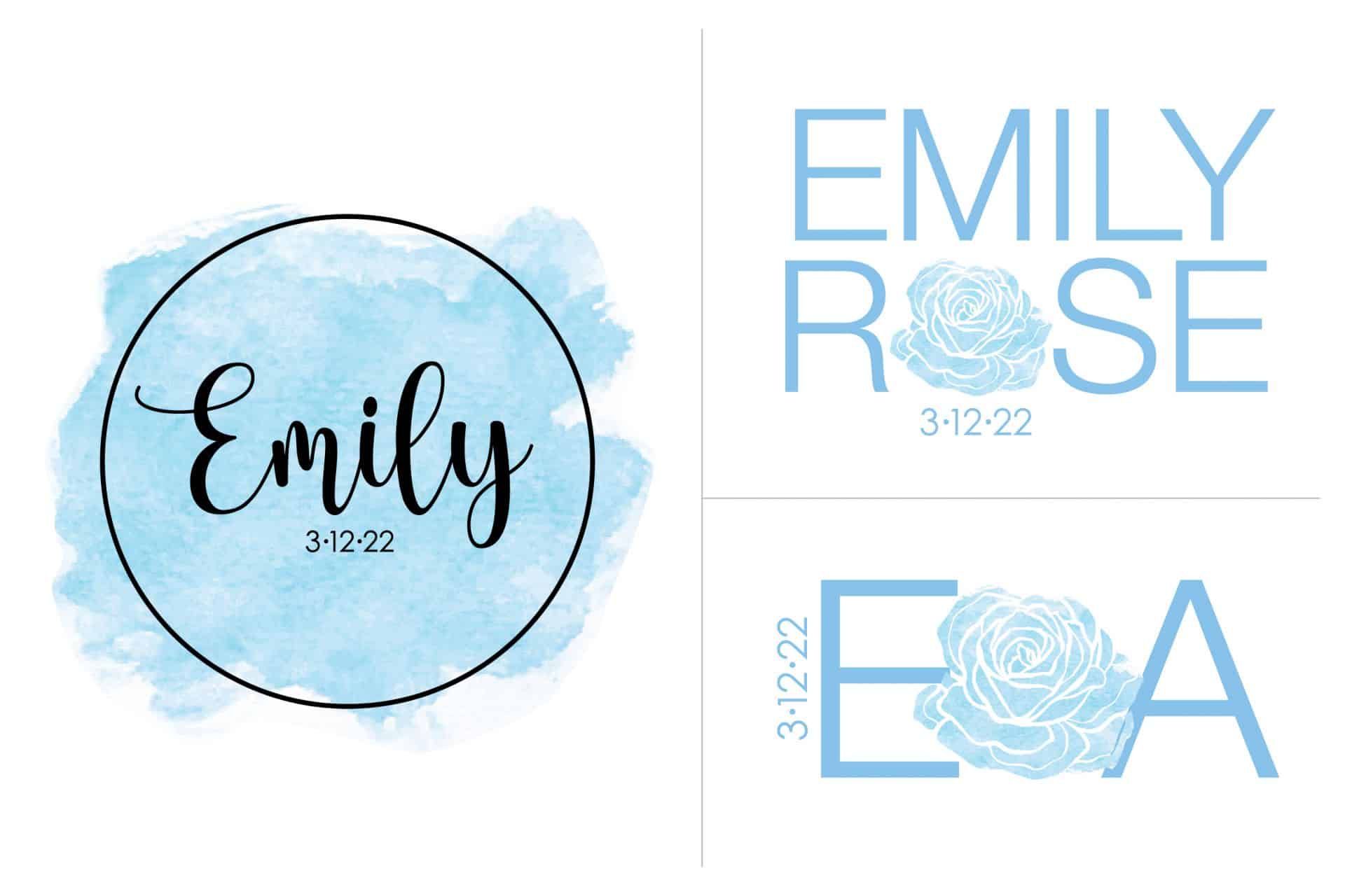 Custom Rose Logo Design with Name, Initials and Date
