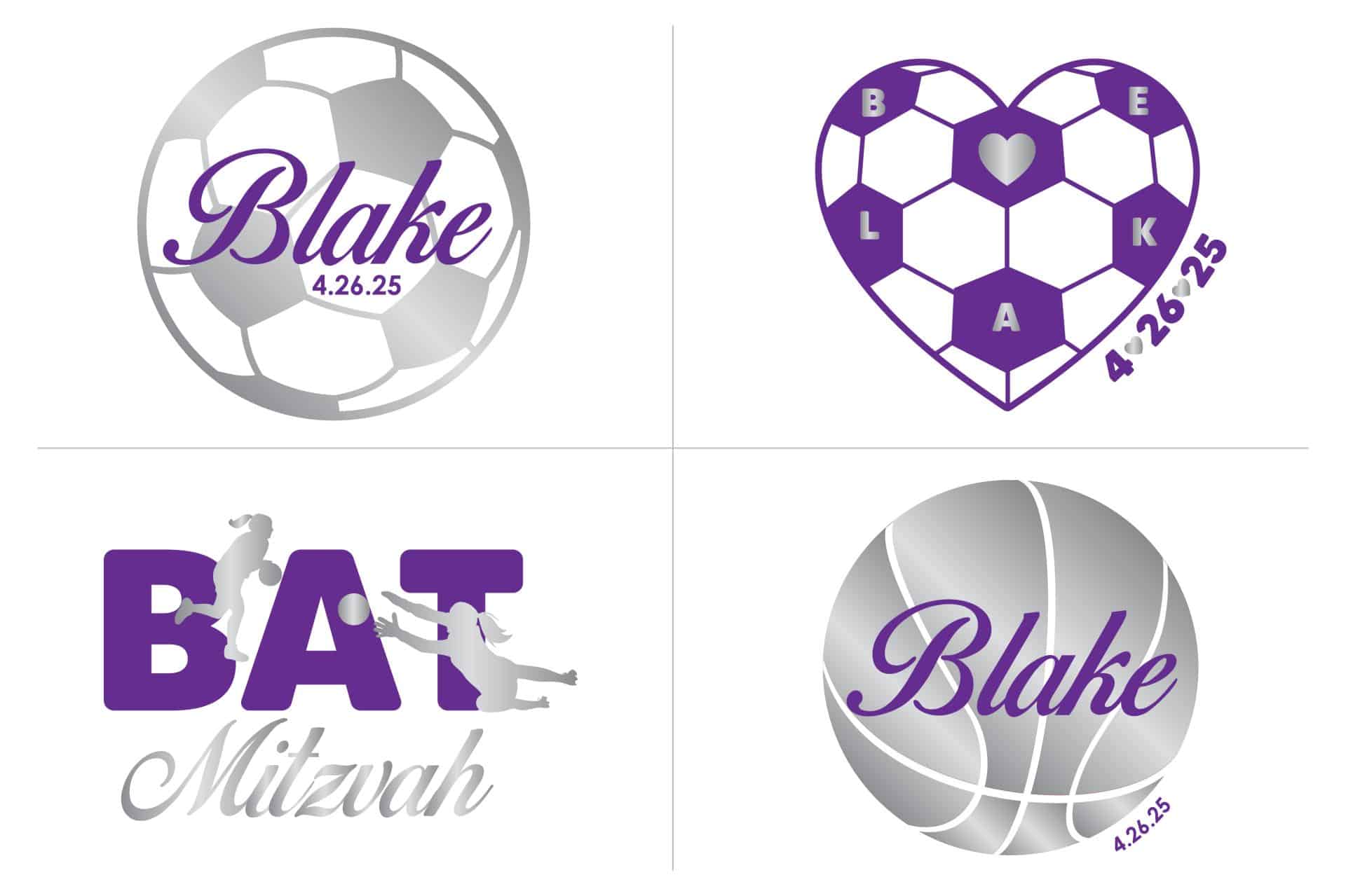 Soccer & Basketball Themed Logo Set for Bat Mitzvah