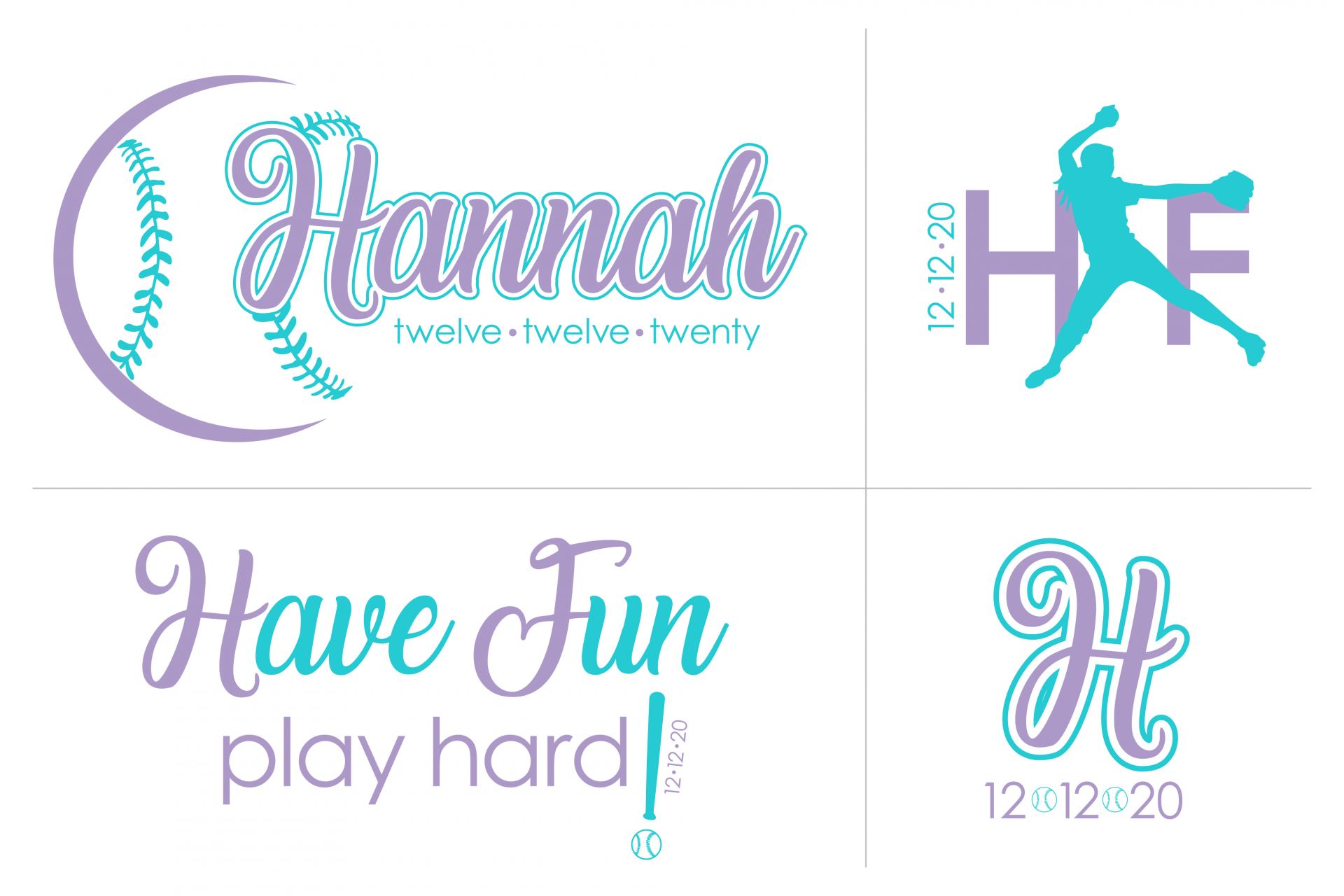 Softball Bat Mitzvah Logo Design with Initials