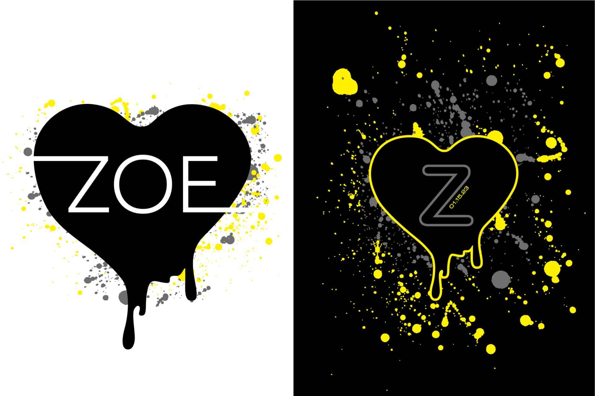 Heart Splatter Logo Design with Name and Initial