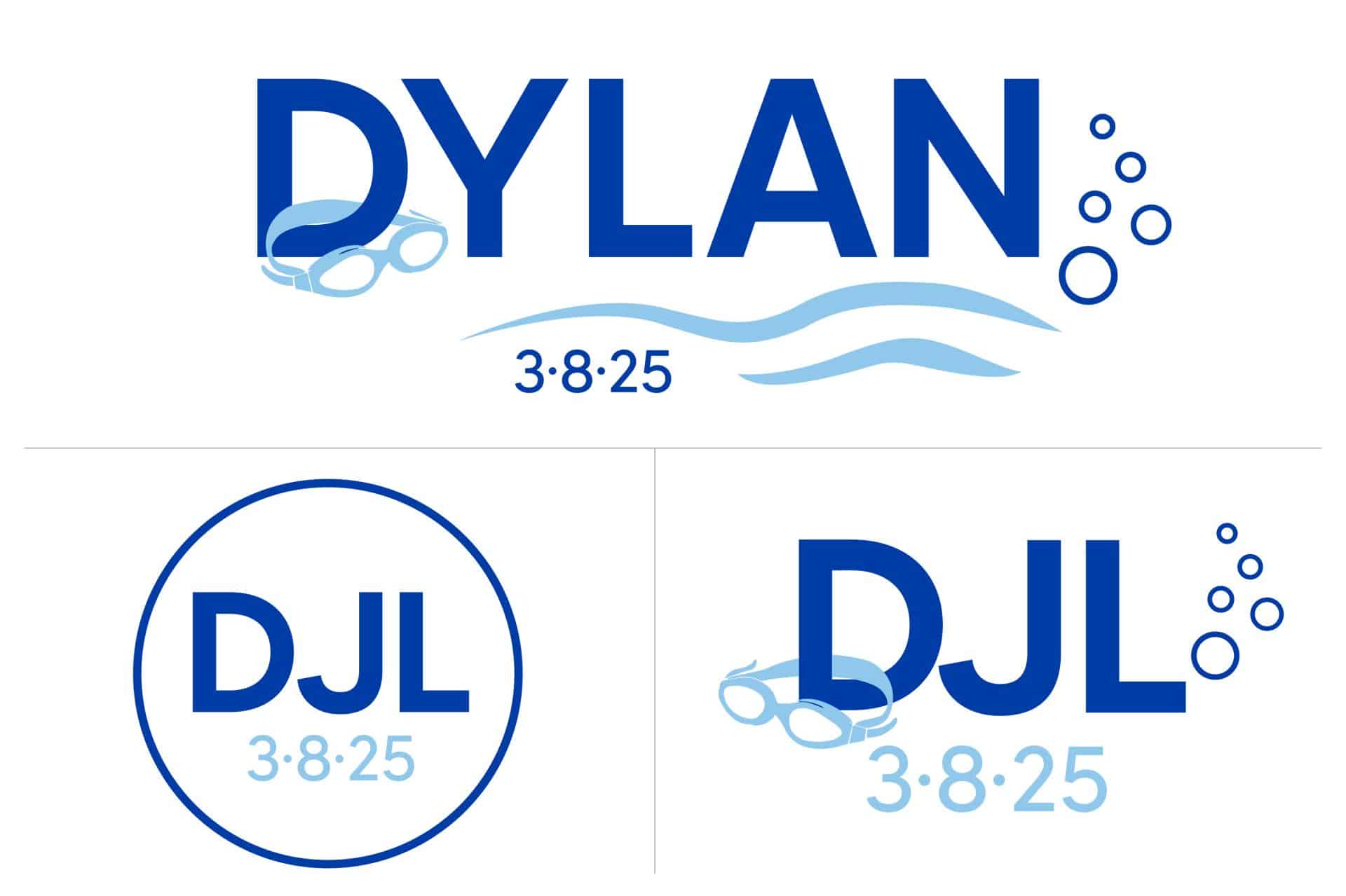 Custom Swim Themed Bat Mitzvah Logo