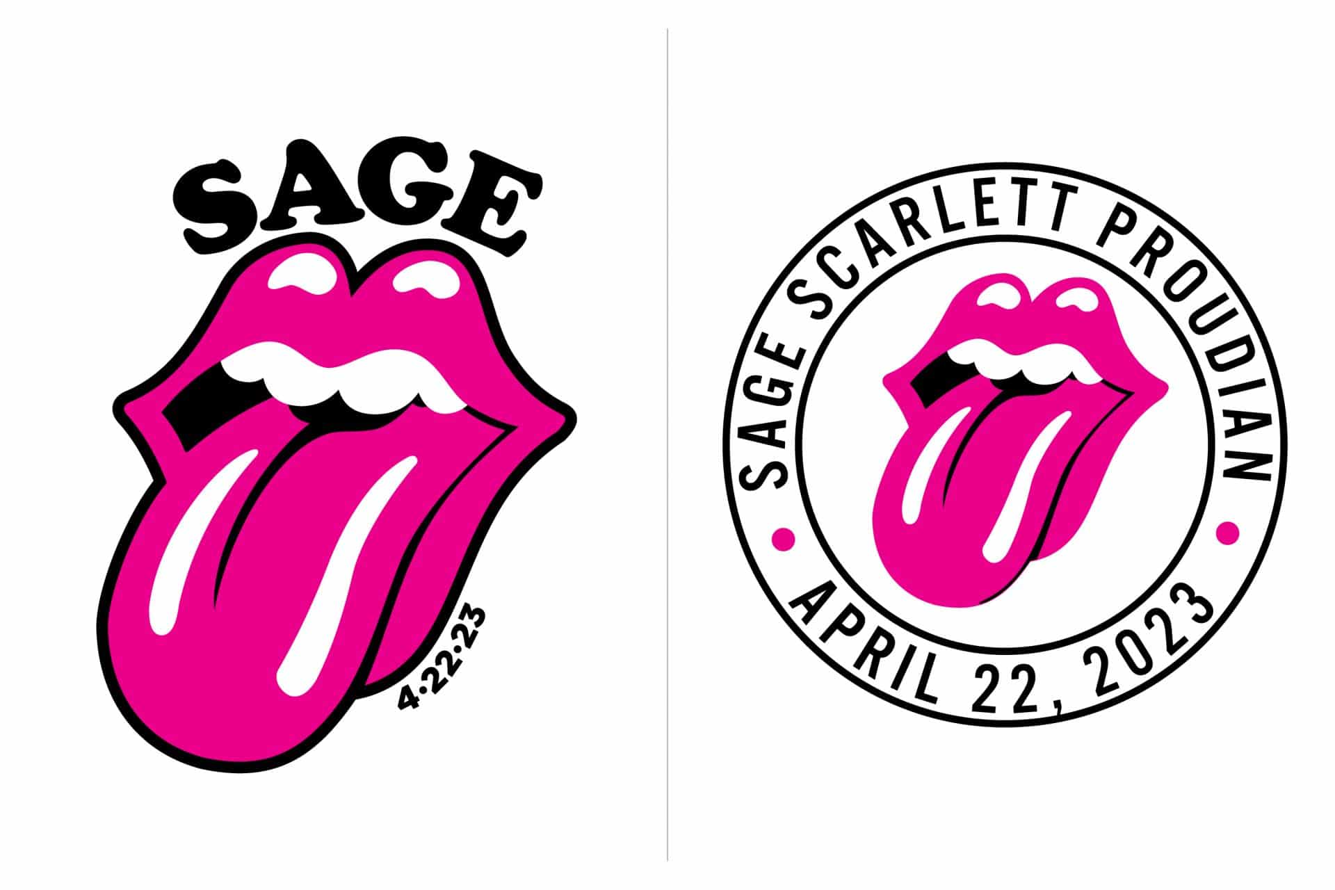 Custom Rolling Stones Logo Design with Name and Date