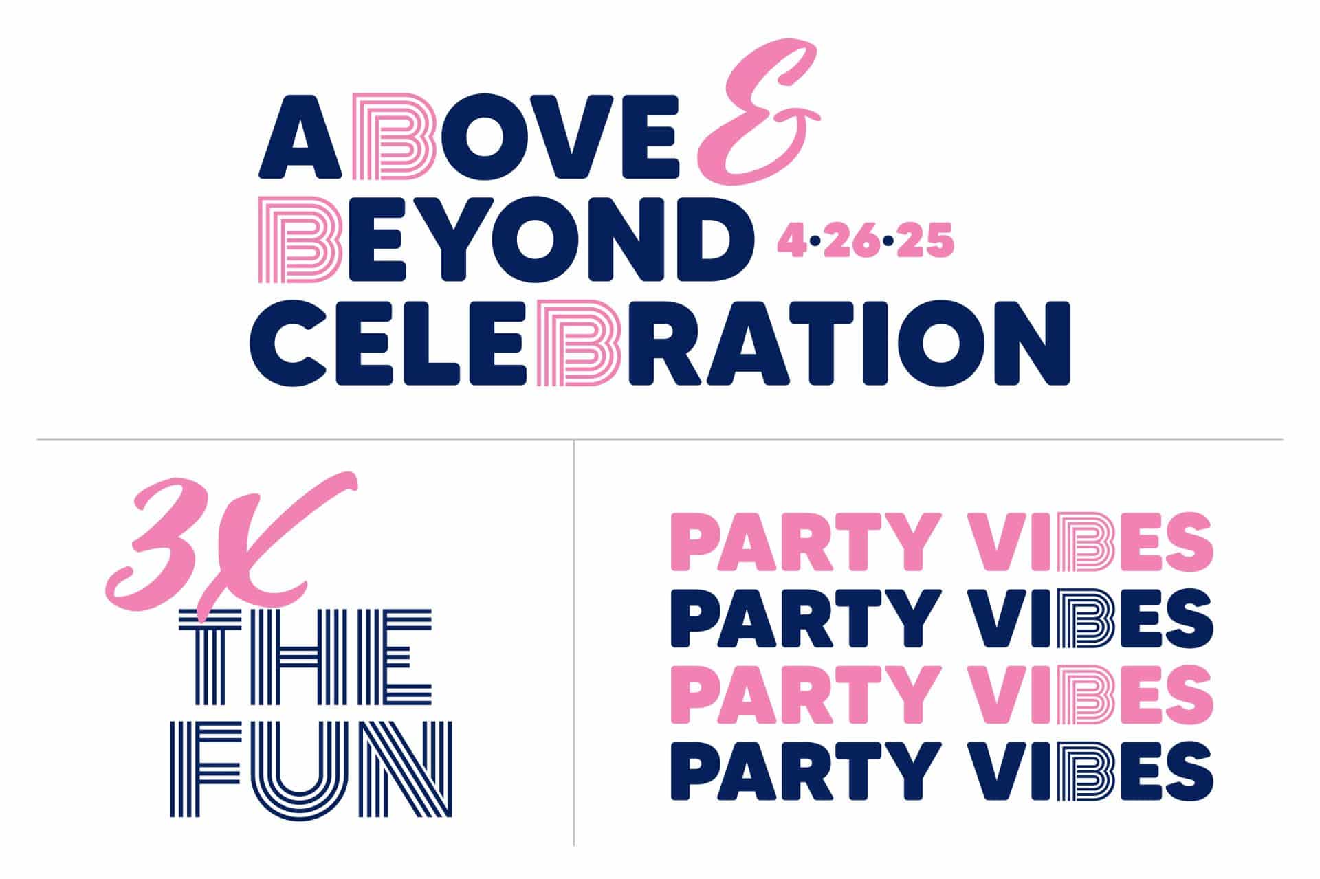 Striped Font Triplets Logo Branding