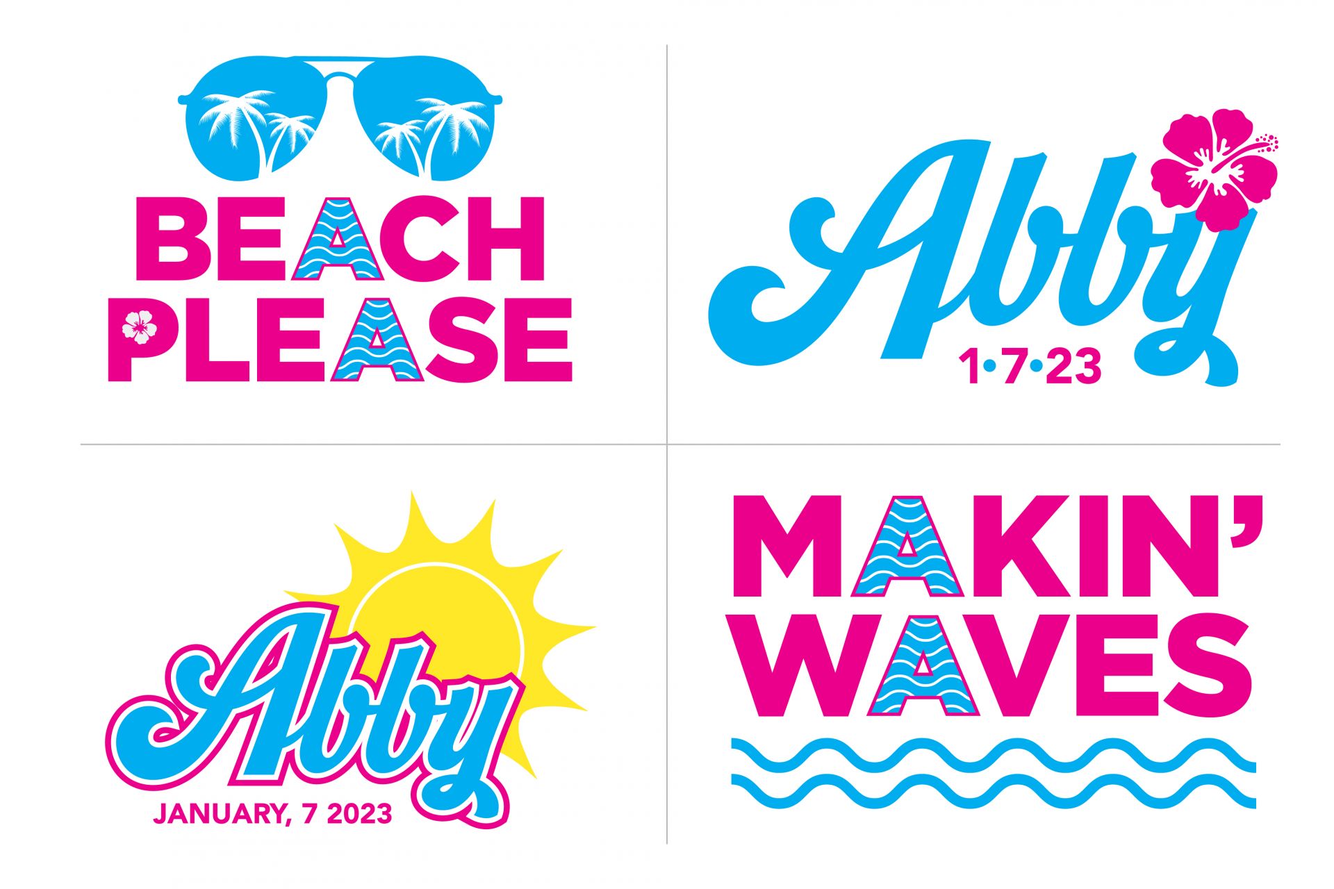 Beach Themed Bat Mitzvah Logo with Custom Slogan