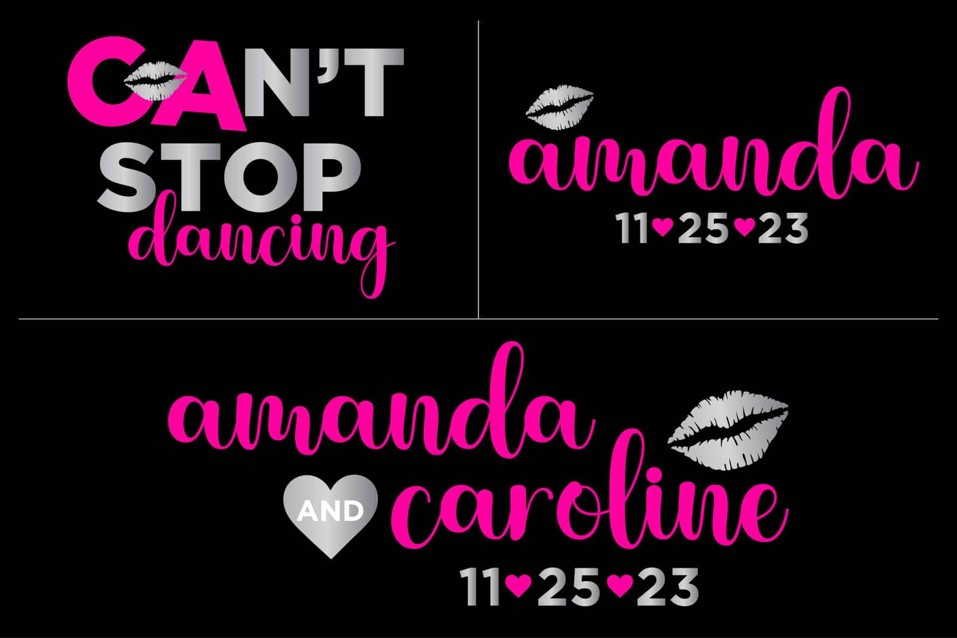 Heart and Kisses Twin Girl Bat Mitzvah Logo