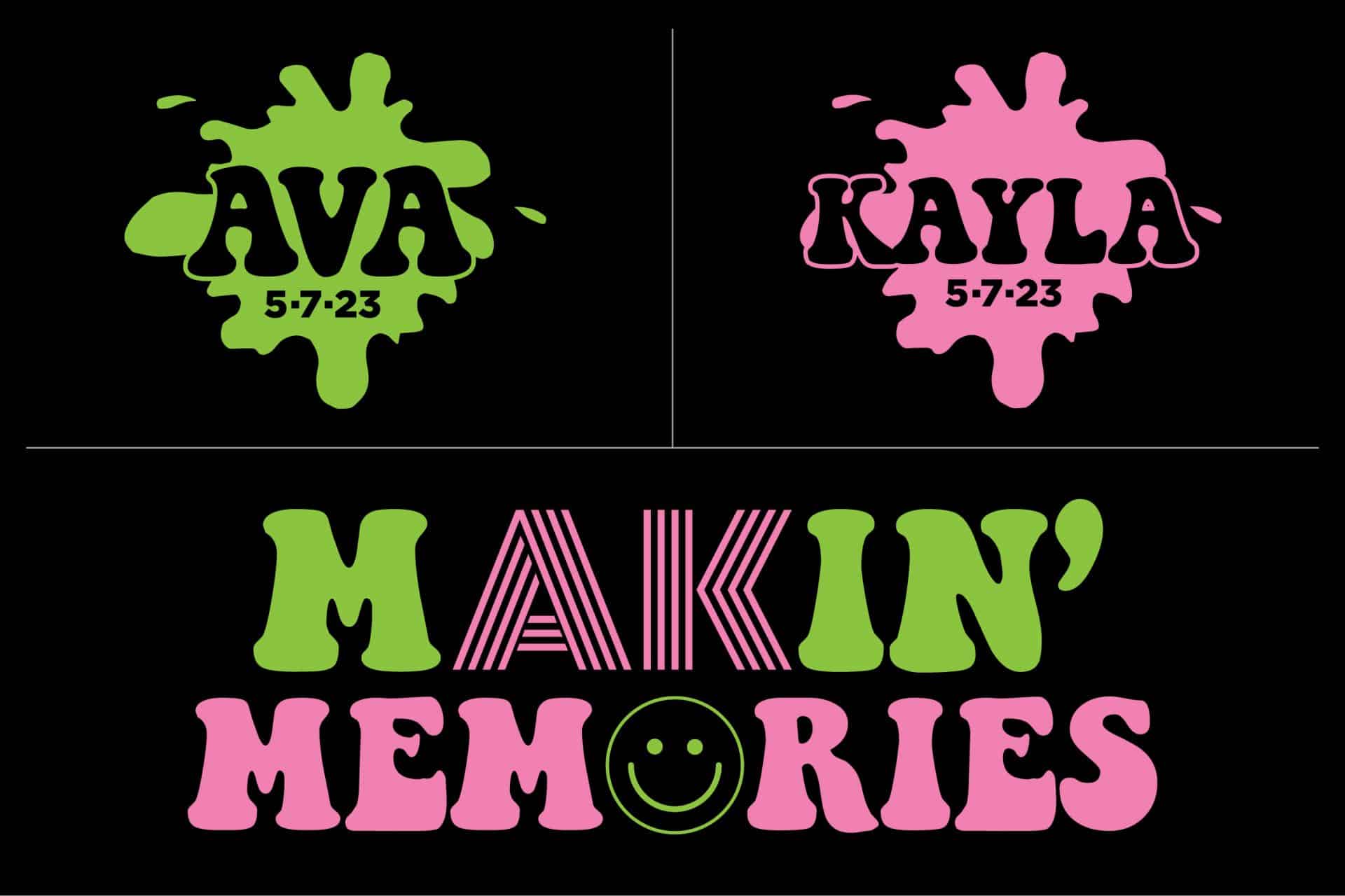 Custom Twin Splatter Logo Design with Name, Date and Slogan