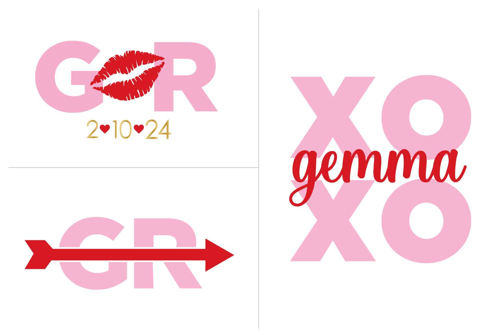 Valentines Themed Logo Branding with Hearts & Kisses