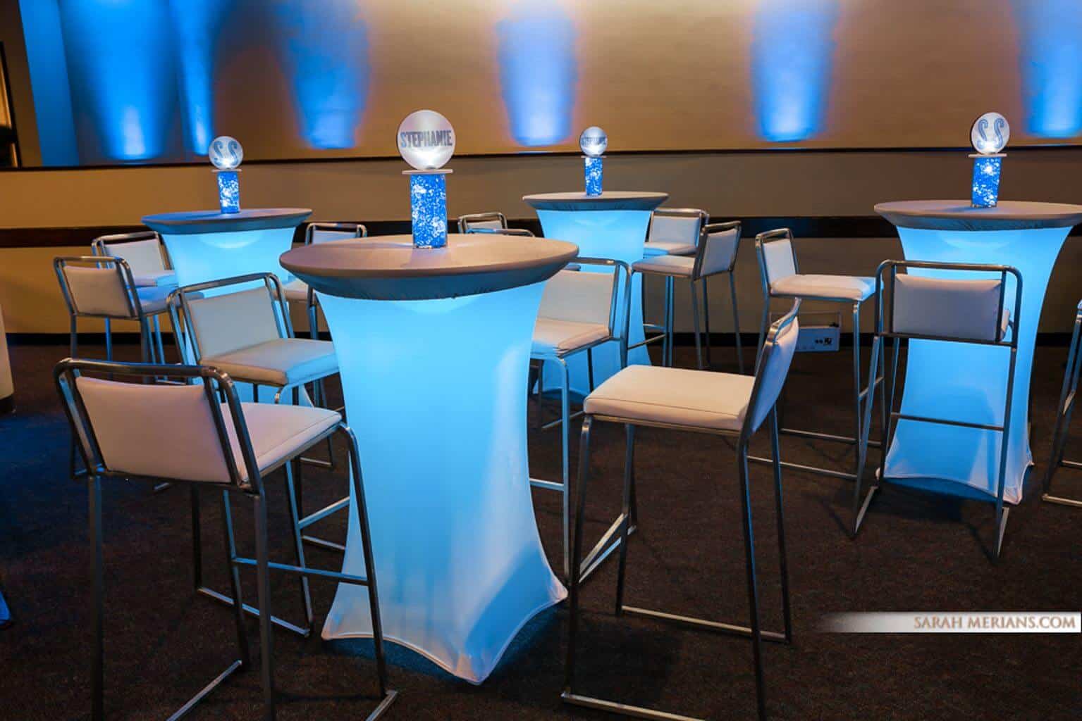 Light Blue LED Hightops with Silver Caps and Logo Centerpieces