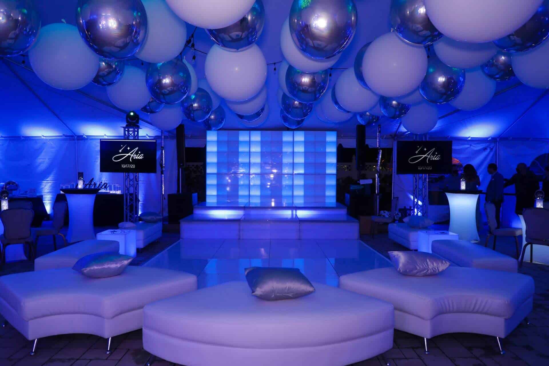 LED Lounge Setup for Tent Bat Mitzvah at Falco's Catering, NJ