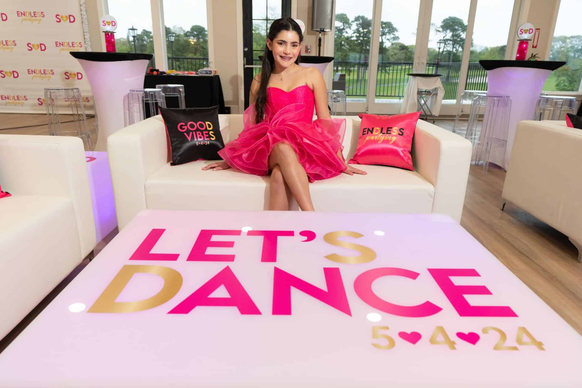 Bat Mitzvah LED Lounge Decor with Logo Tables and LED Highboys