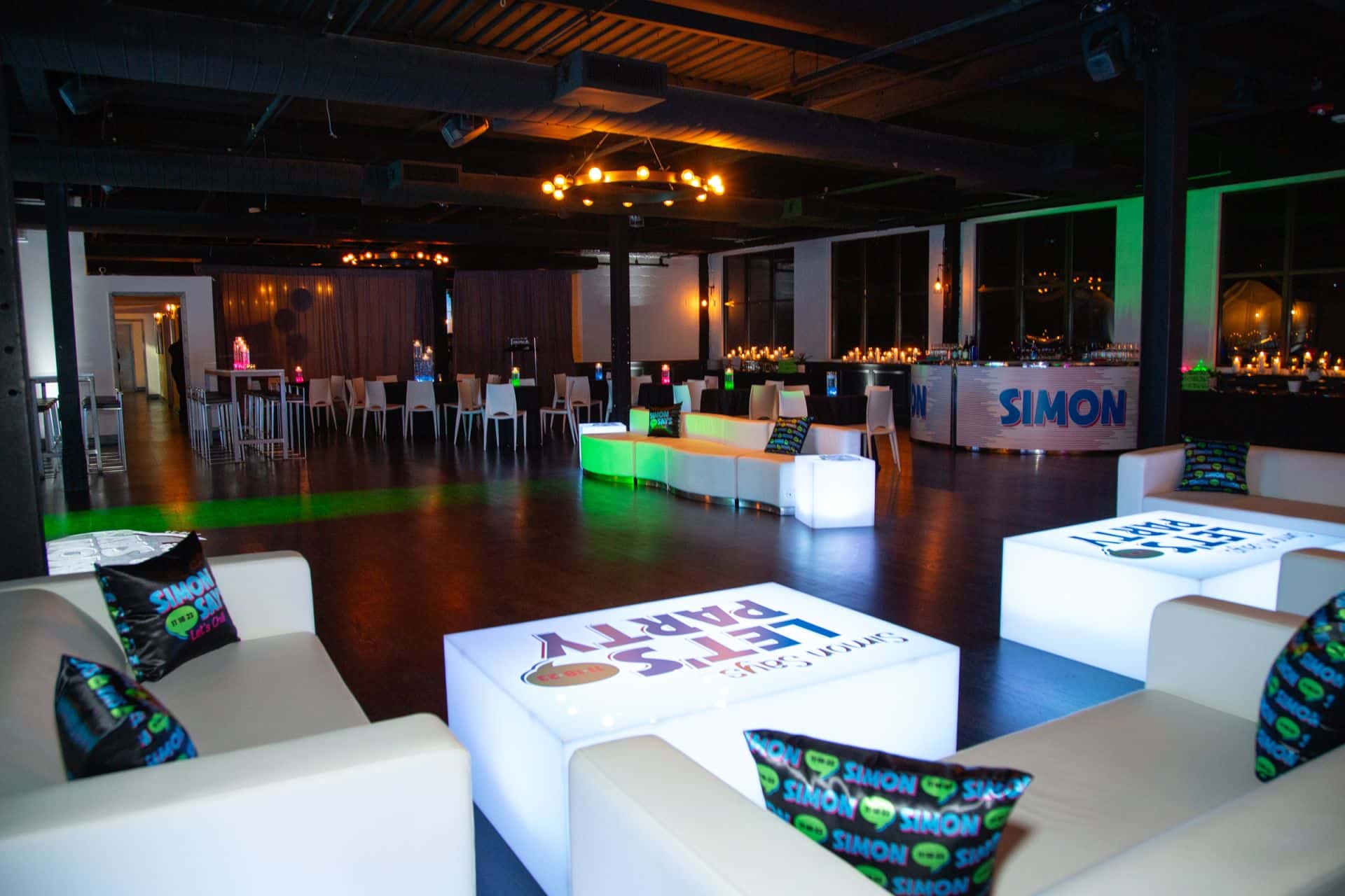 Neon Themed Bar Mitzvah Lounge at Hudson Loft