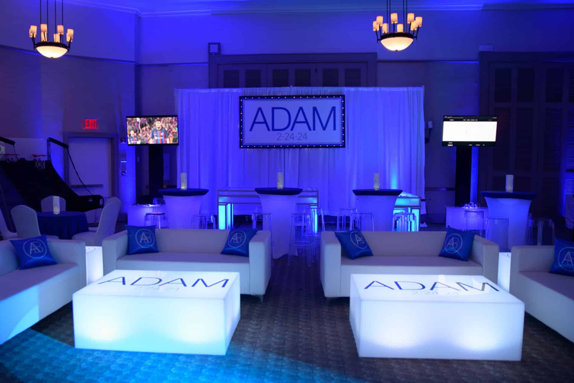 Bar Mitzvah LED Lounge Decor at Rodeph Sholom